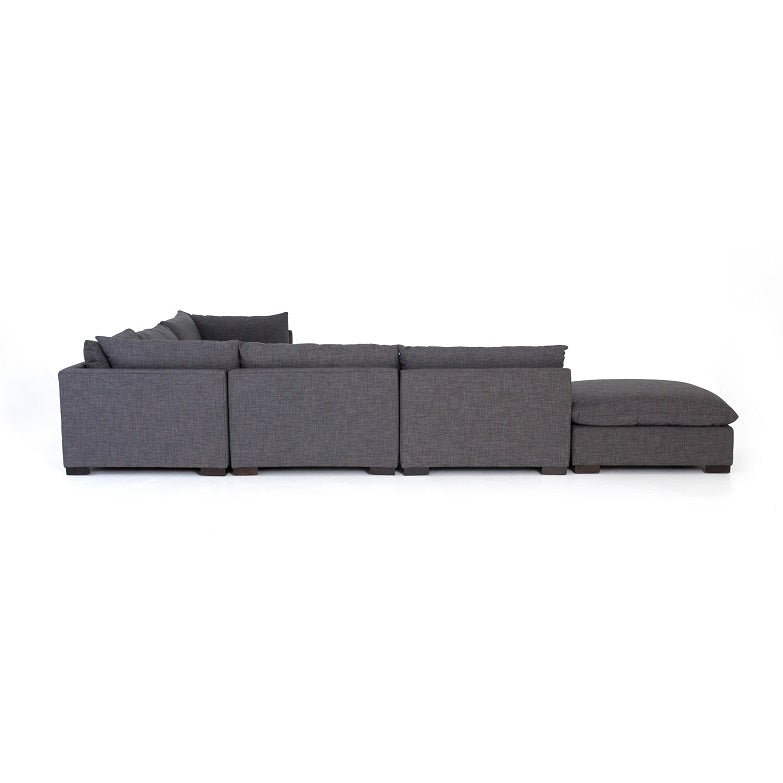 Blakeney 117" 5 Cushion Sectional w/Ottoman - Charcoal - Classic Carolina Home