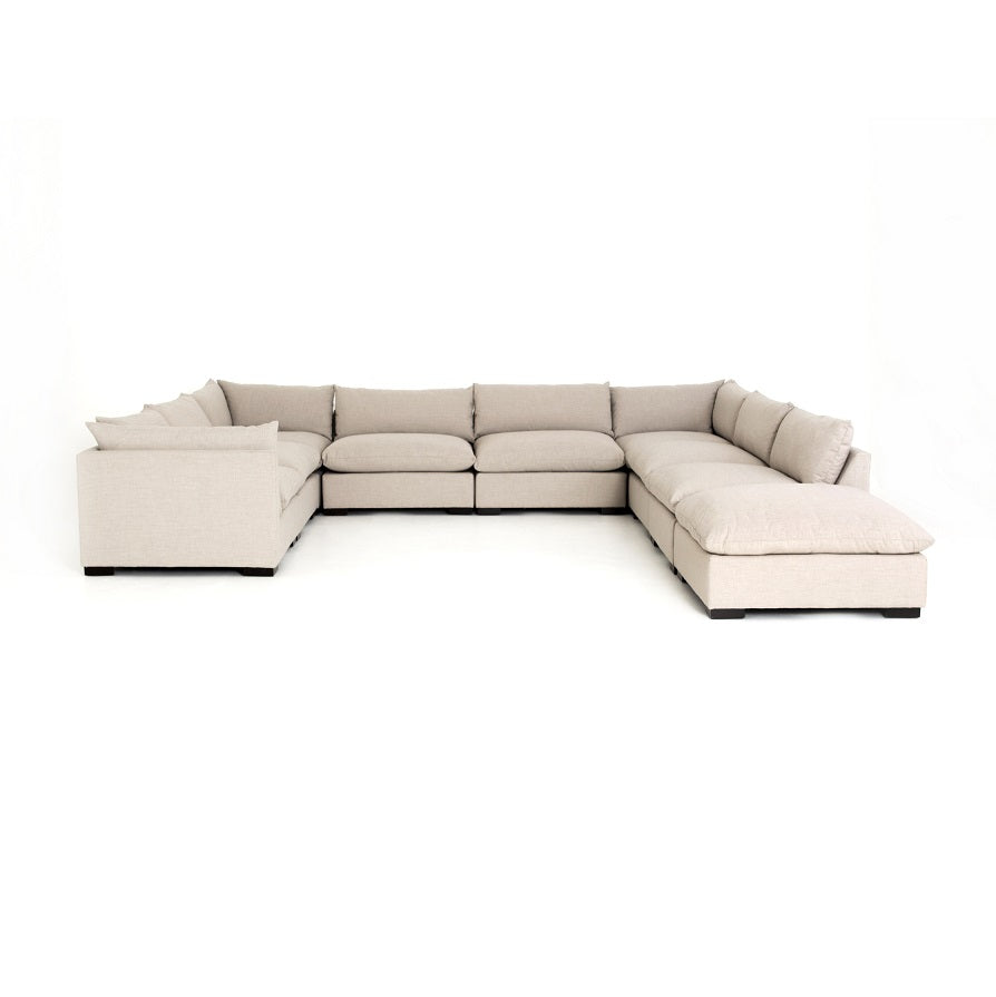 Blakeney 156" 6 Sectional w/Ottoman - Sand Mist - Classic Carolina Home