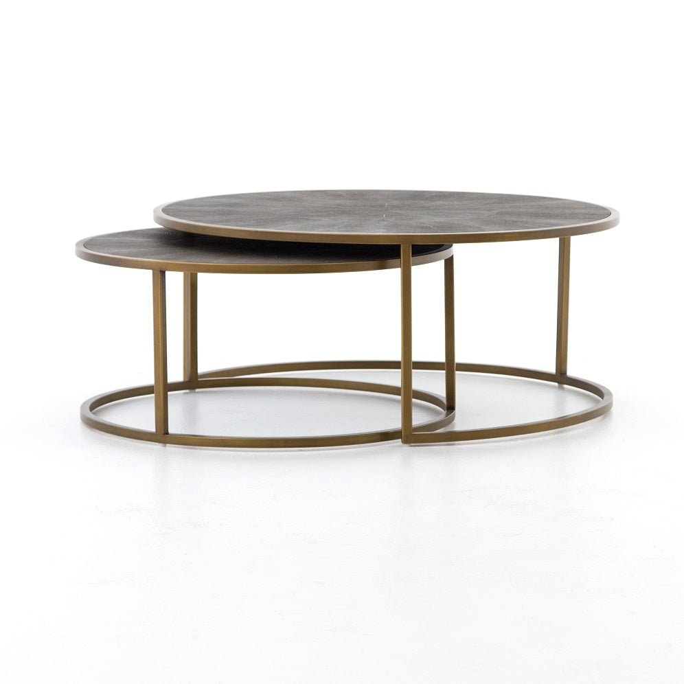 Sherwood 38" Nesting Coffee Table - Antique Brass - Classic Carolina Home