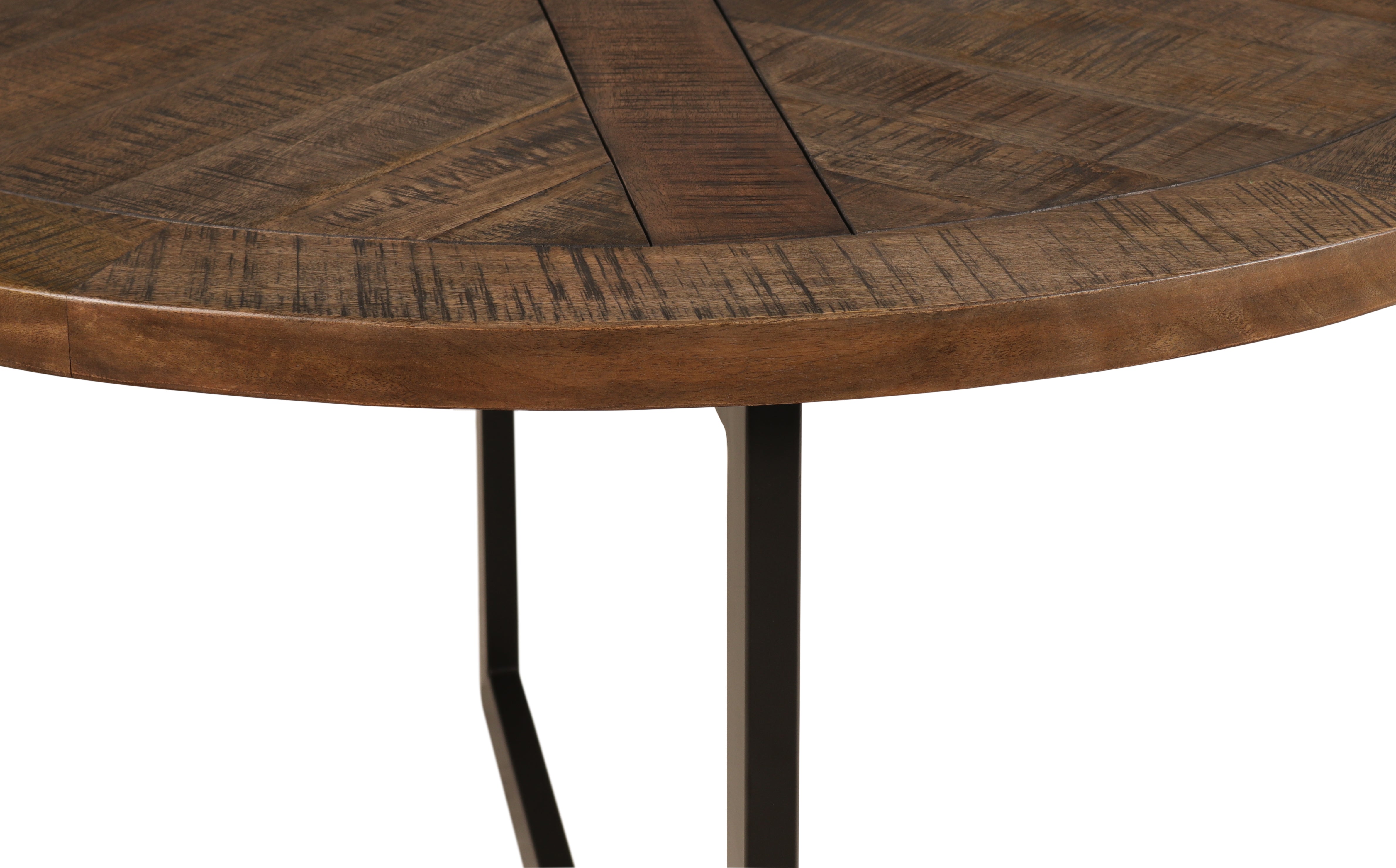 Gerard 48" Parquet Top Dining Table - French Onyx + Iron