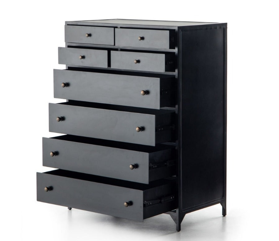 Bellford 36" 8 Drawer Tall Dresser - Black - Classic Carolina Home