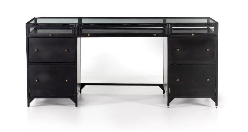 Salerna 70" Shadow Box Executive Desk - Black - Classic Carolina Home