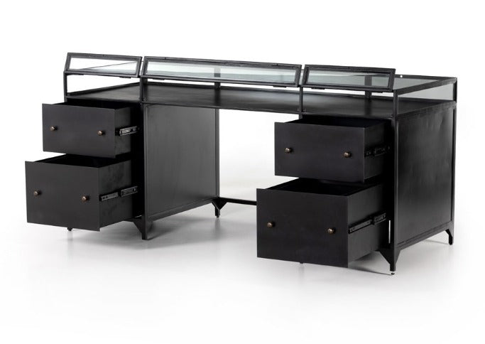 Salerna 70" Shadow Box Executive Desk - Black - Classic Carolina Home