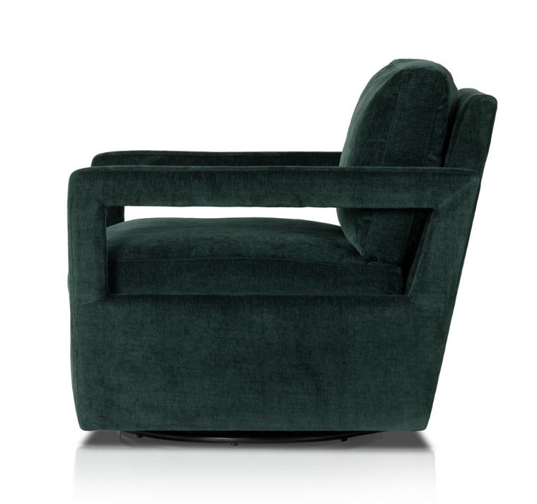 Wilder 30" Swivel Chair - Emerald Noir Performance Velvet