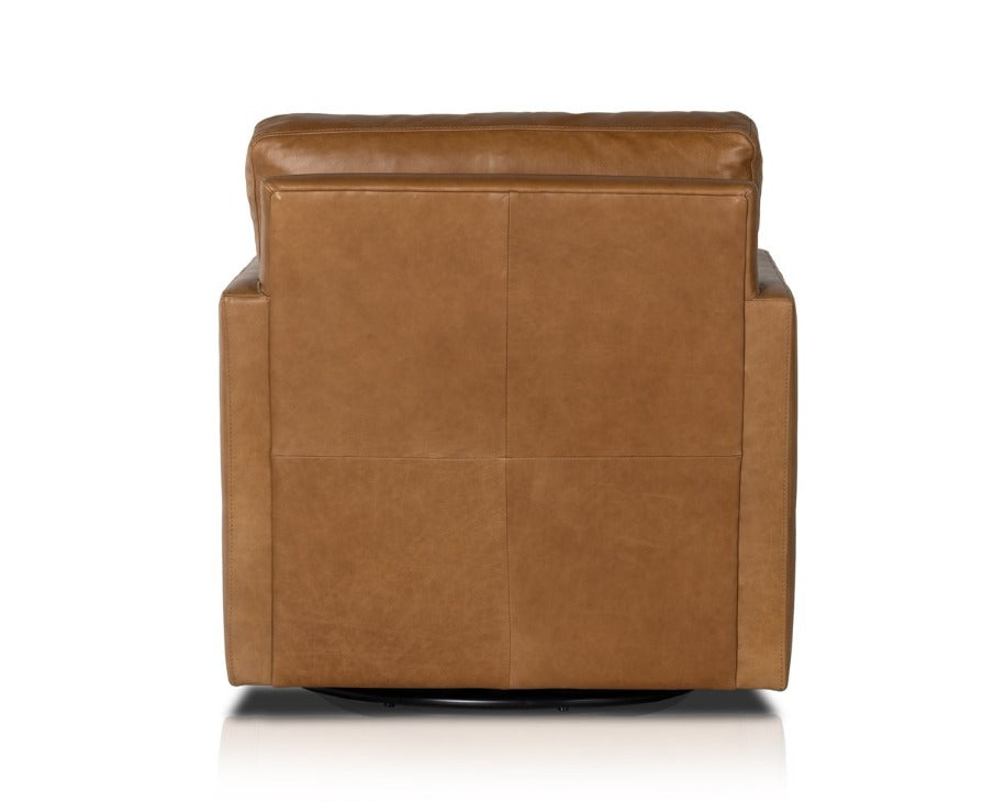 Wilder 30" Top Grain Leather Swivel Chair - Toffee