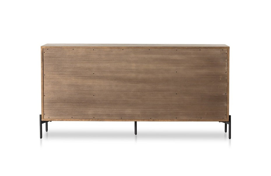 Easton 65" 9 Drawer Dresser - Amber Oak + Dark Gunmetal