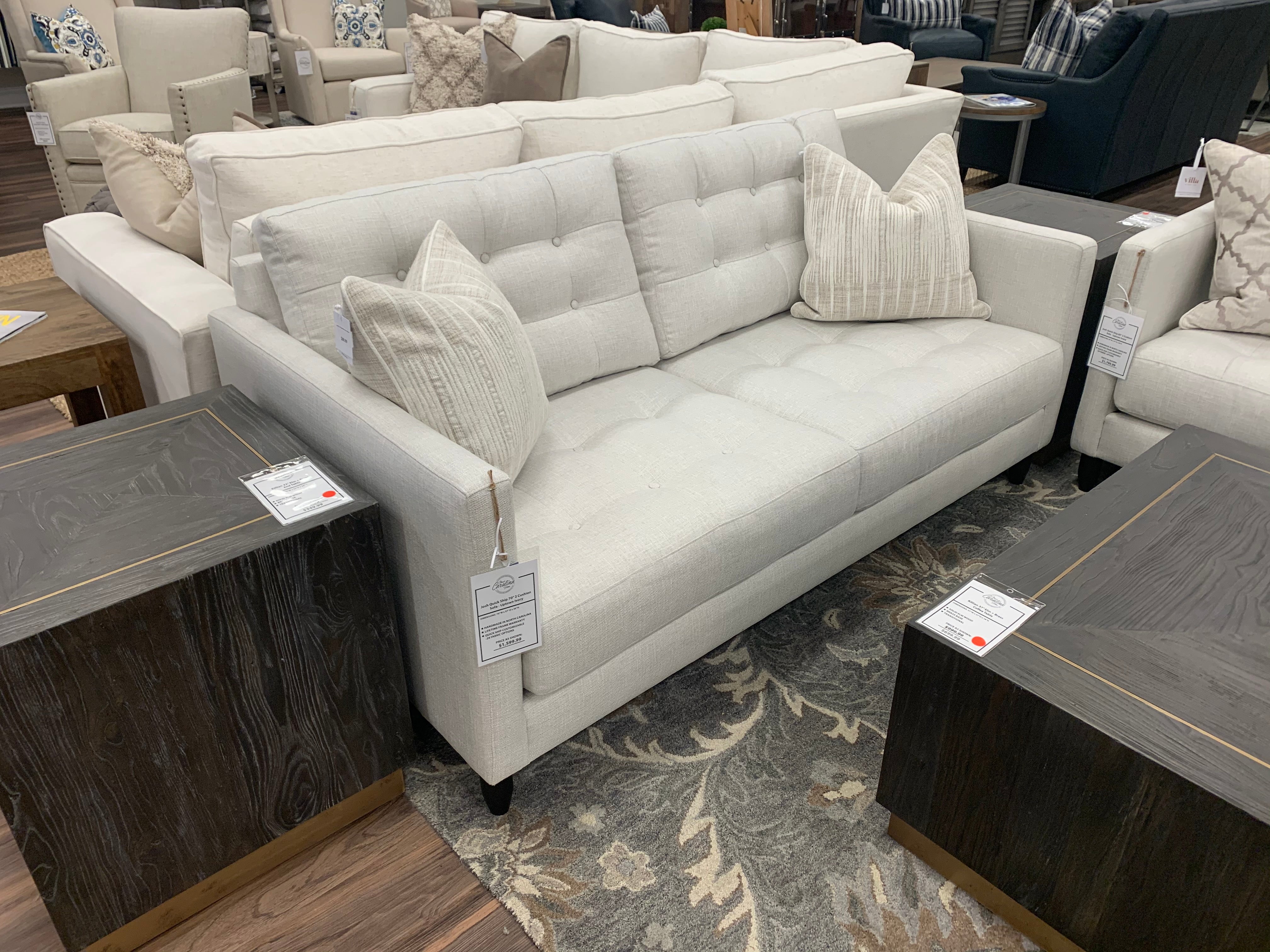 Josh Quick Ship Tufted 70" Sofa - Uptown Ivory - Classic Carolina Home