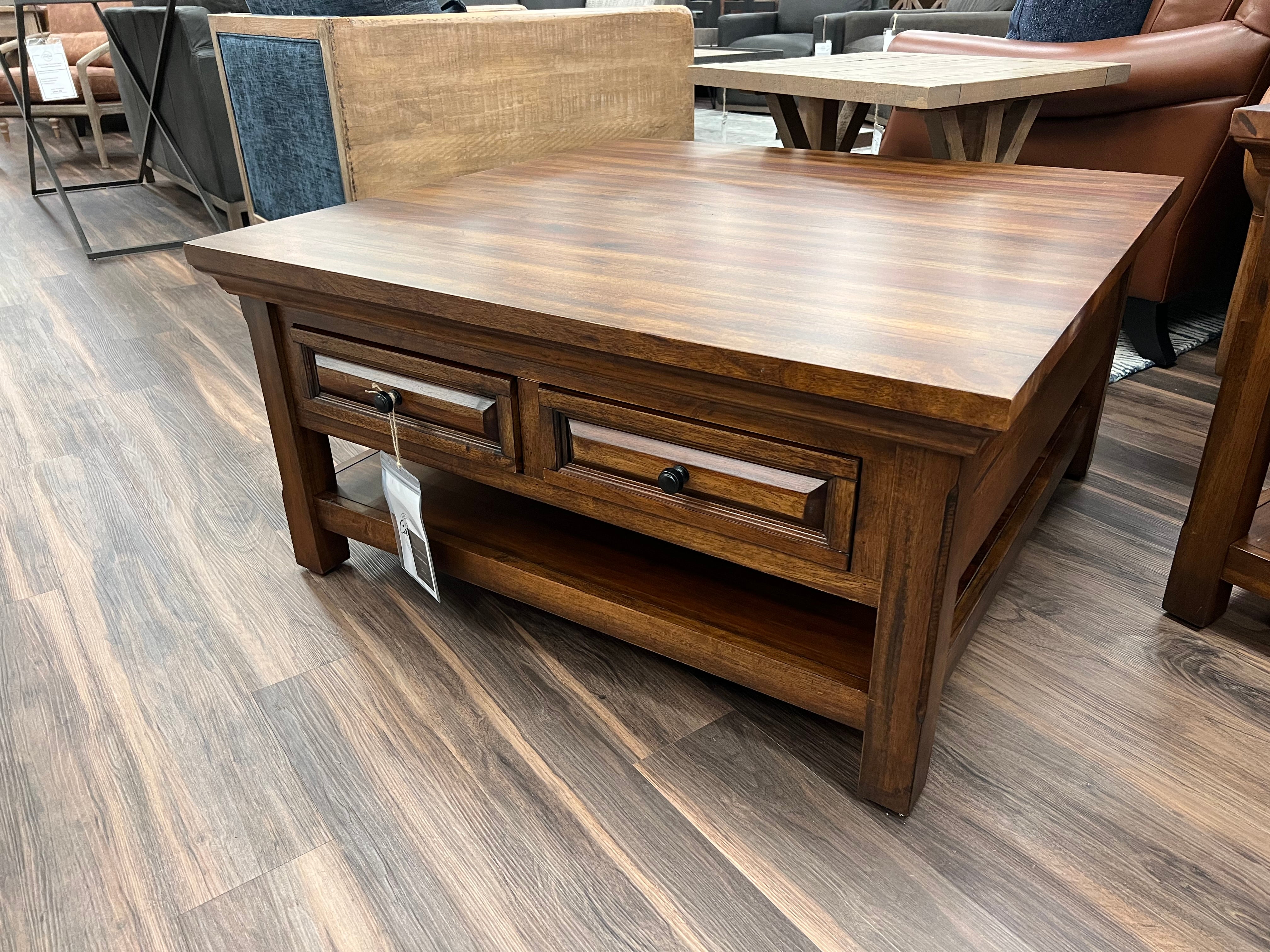 Hunter 40" Mahogany Square Coffee Table - Chestnut