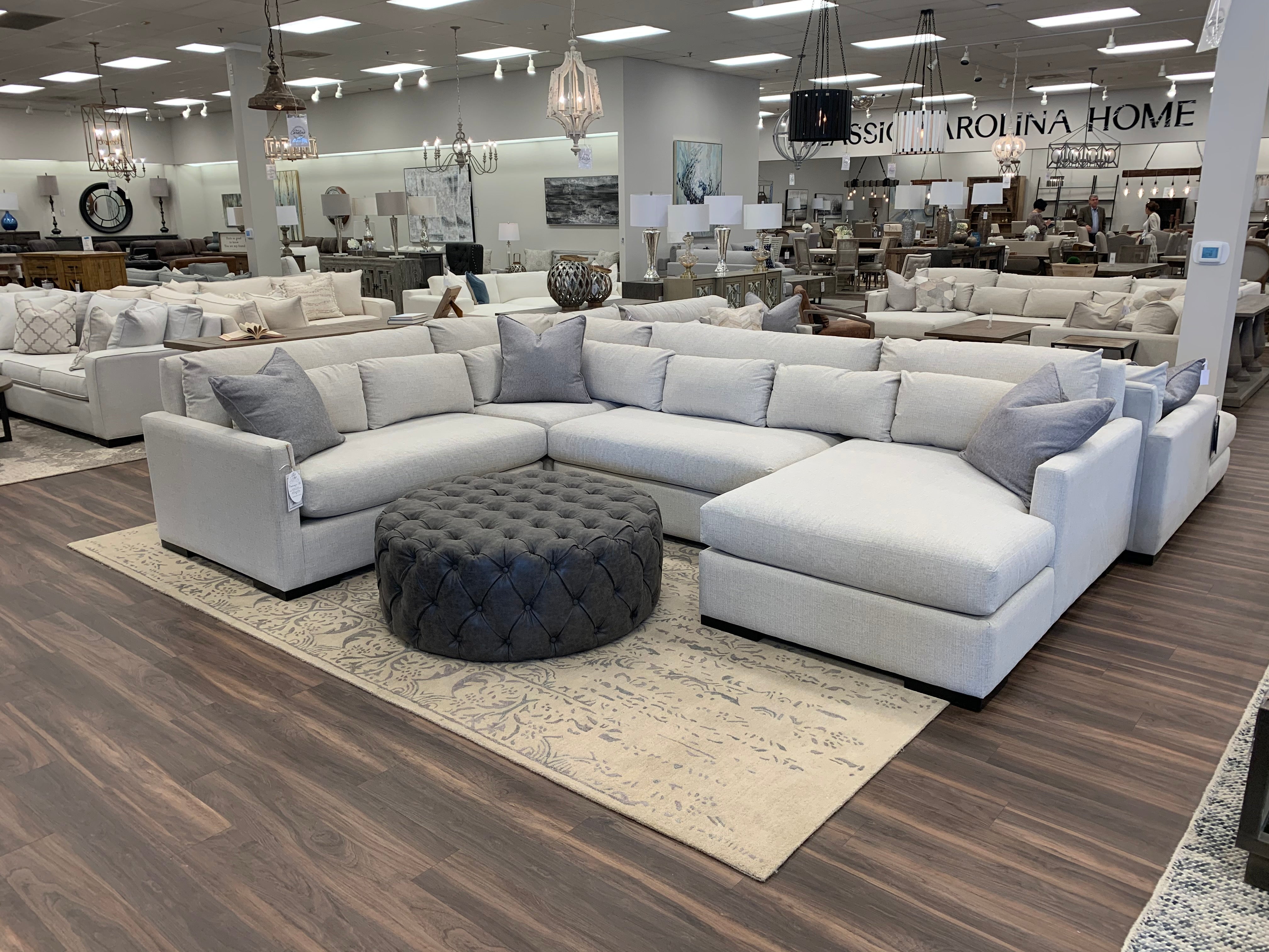 Glenda 144" x 104" Quick Ship Sectional w/Left Arm Facing Chaise - Crypton Quicksilver - Classic Carolina Home