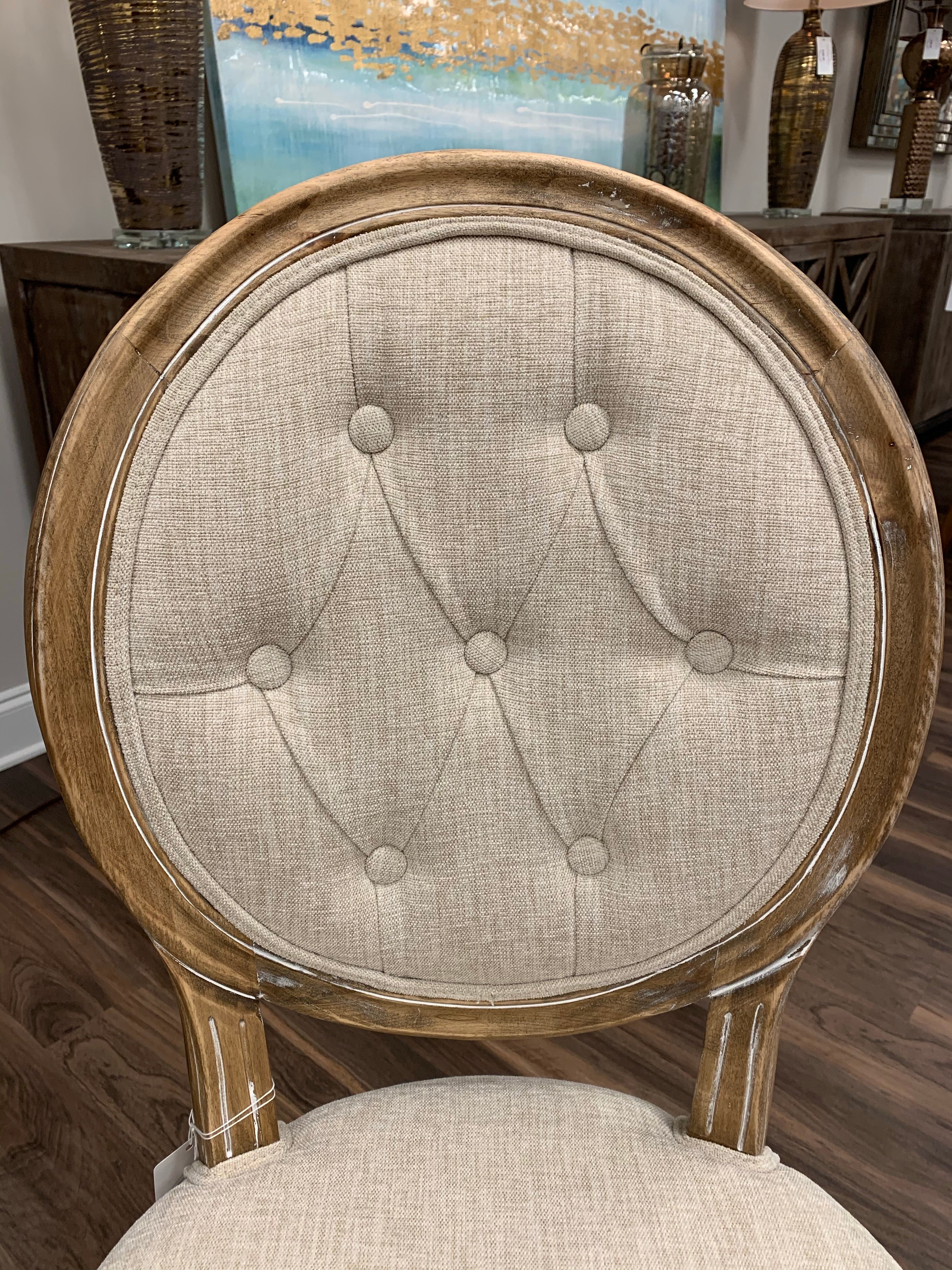 Gretchen Tufted Dining Chairs - French Linen + Natural - Classic Carolina Home