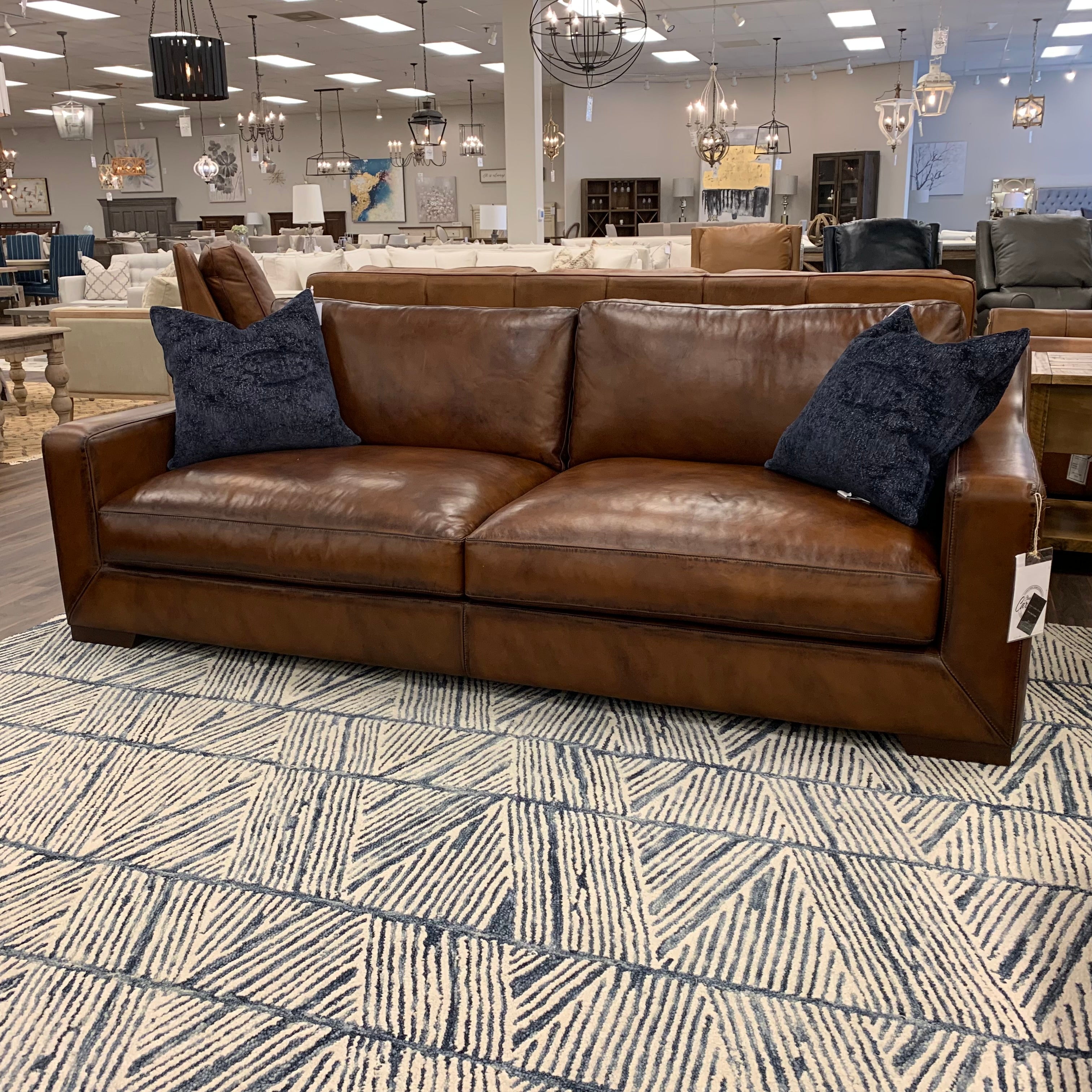 Leonardo 96" Top Grain Leather 2 Cushion Sofa - Daytona Antique