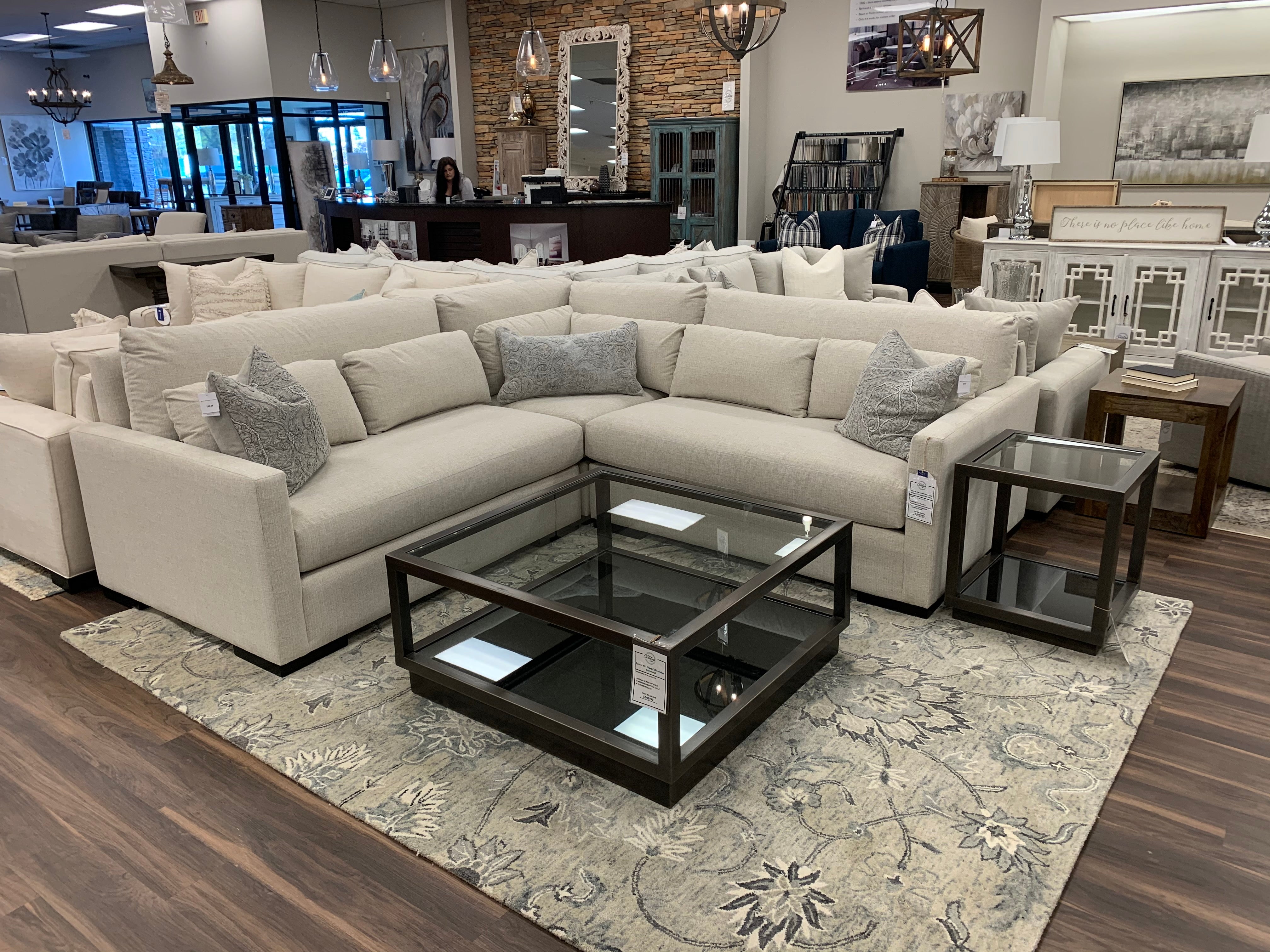 Glenda Quick Ship 104" x 104" Bench Cushion Sectional - Crypton Quicksilver - Classic Carolina Home