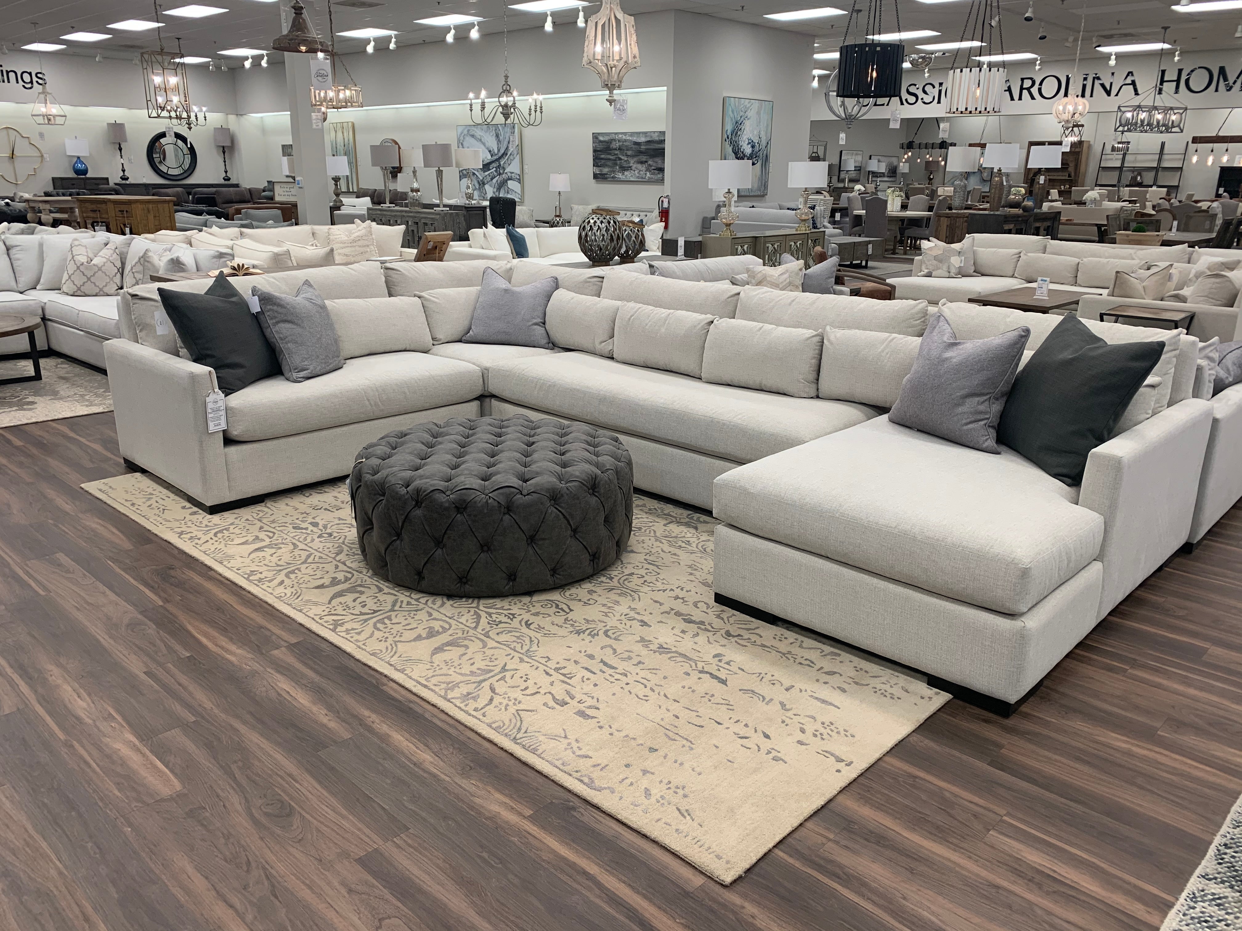 Glenda 170" x 104" Quick Ship Sectional w/Right Arm Facing Chaise - Crypton Quicksilver - Classic Carolina Home