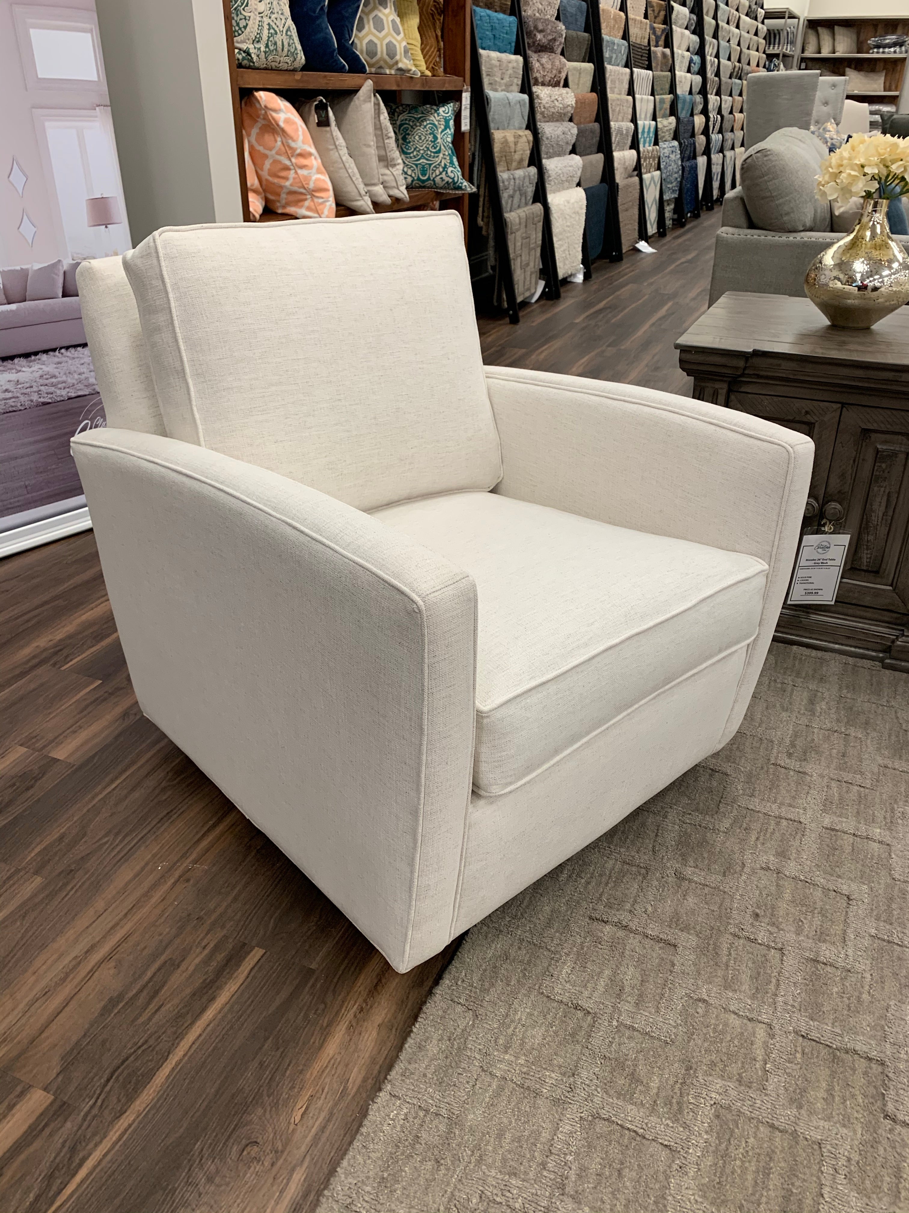 Matthew Quick Ship 30" Swivel Glider - Crypton Natural Linen - Classic Carolina Home