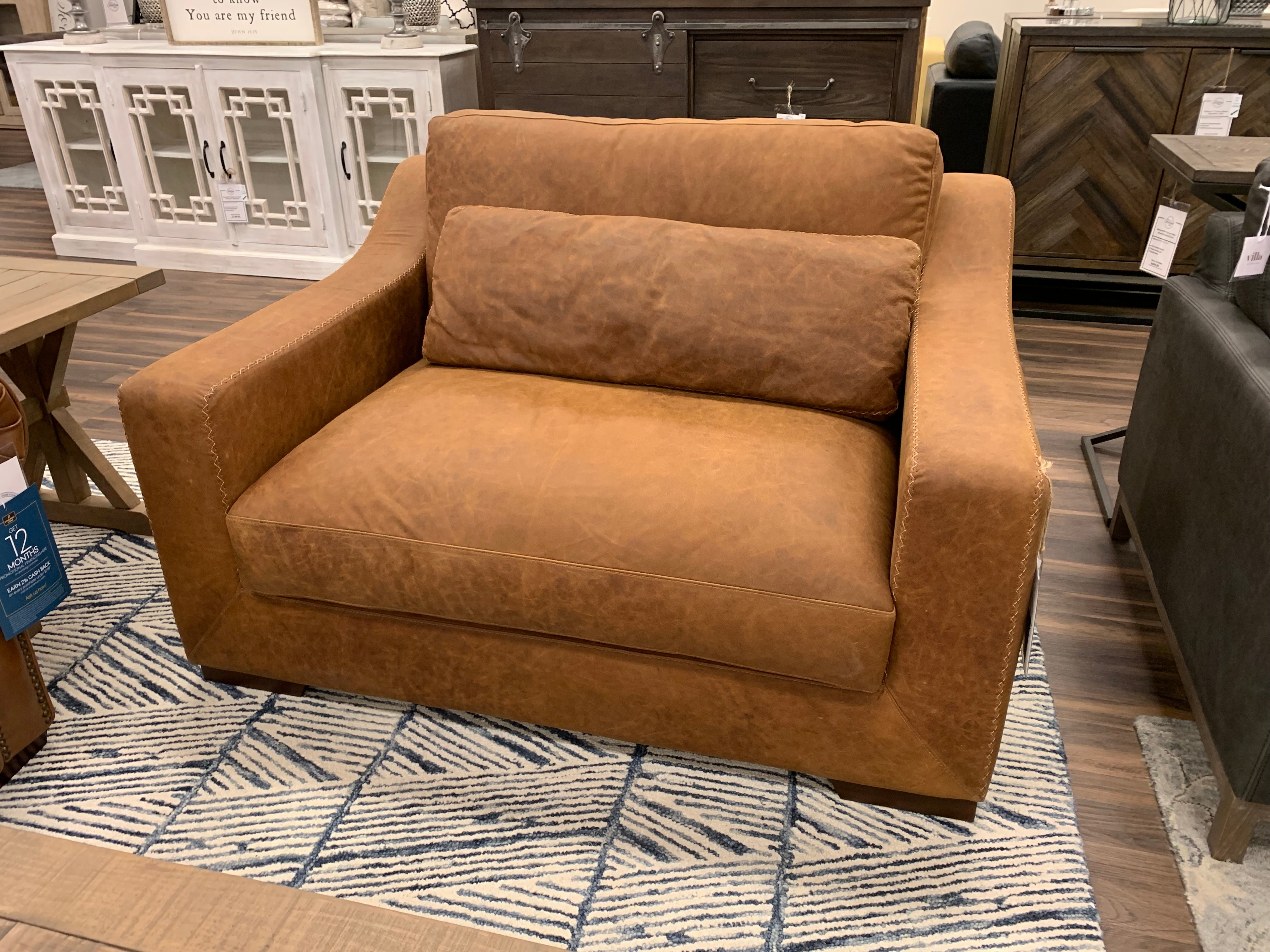 Leonardo 55" Top Grain Leather Chair & Half - Napa Maple