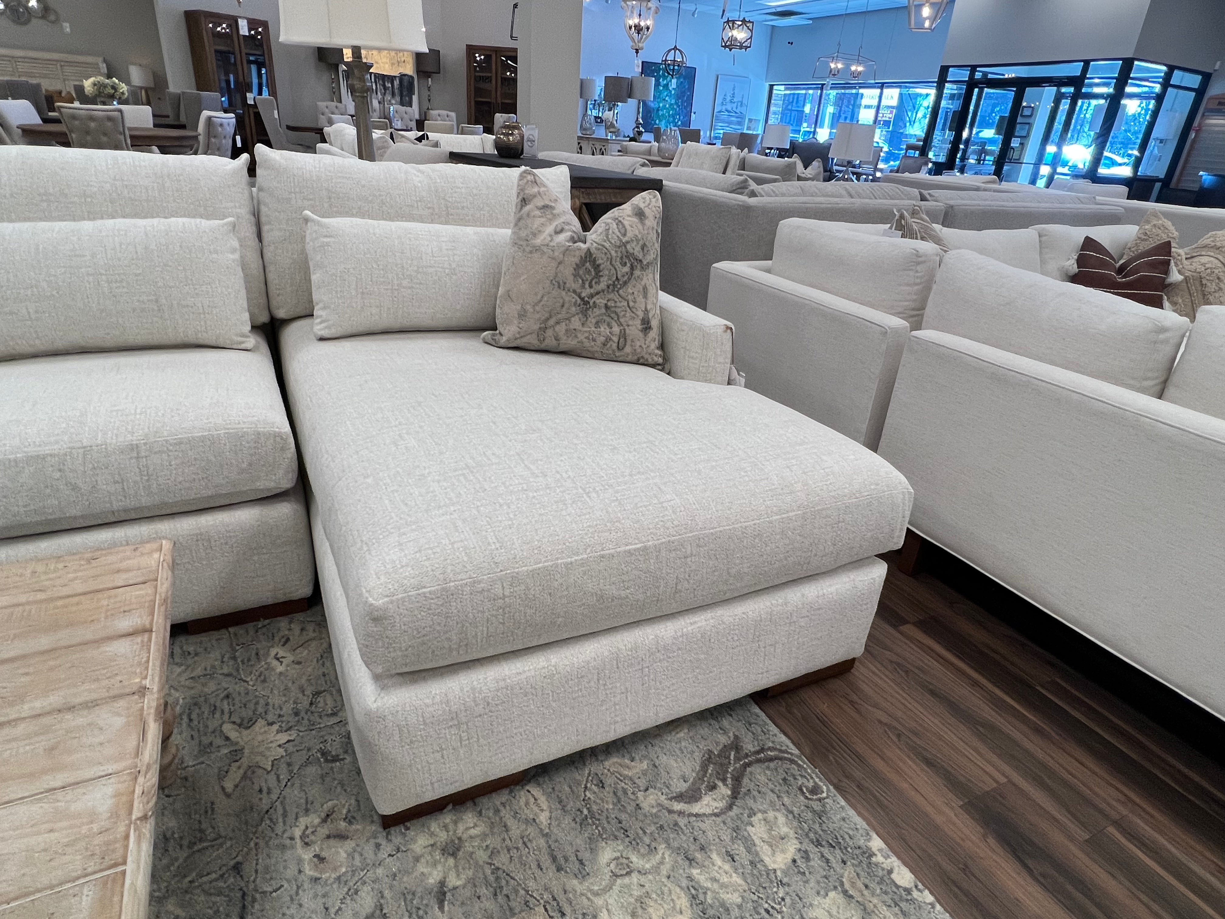 Glenda Quick Ship 130" Sofa + Right Arm Chaise - Cloud