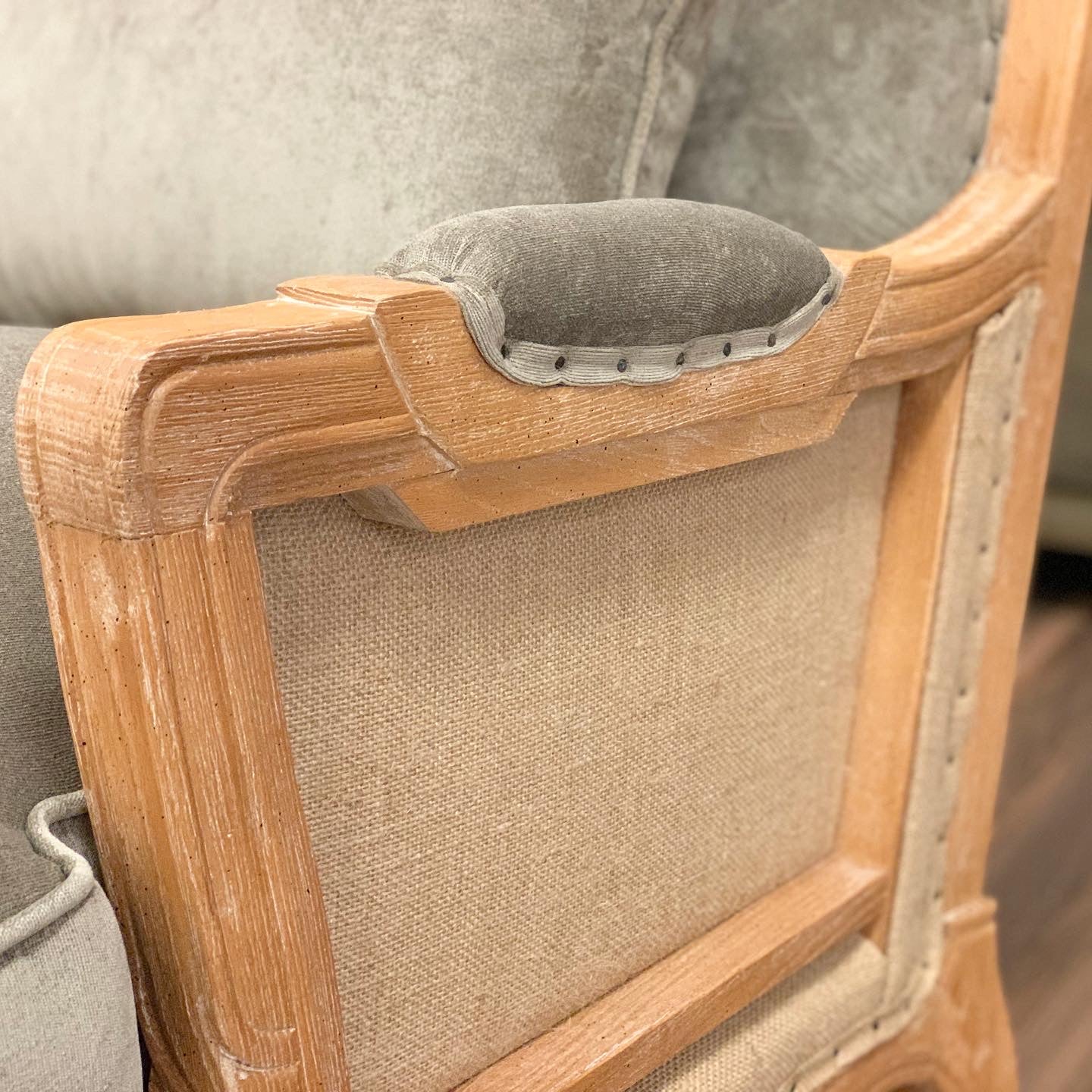 Blair 29" Oak Occasional Chair - Platinum Velvet