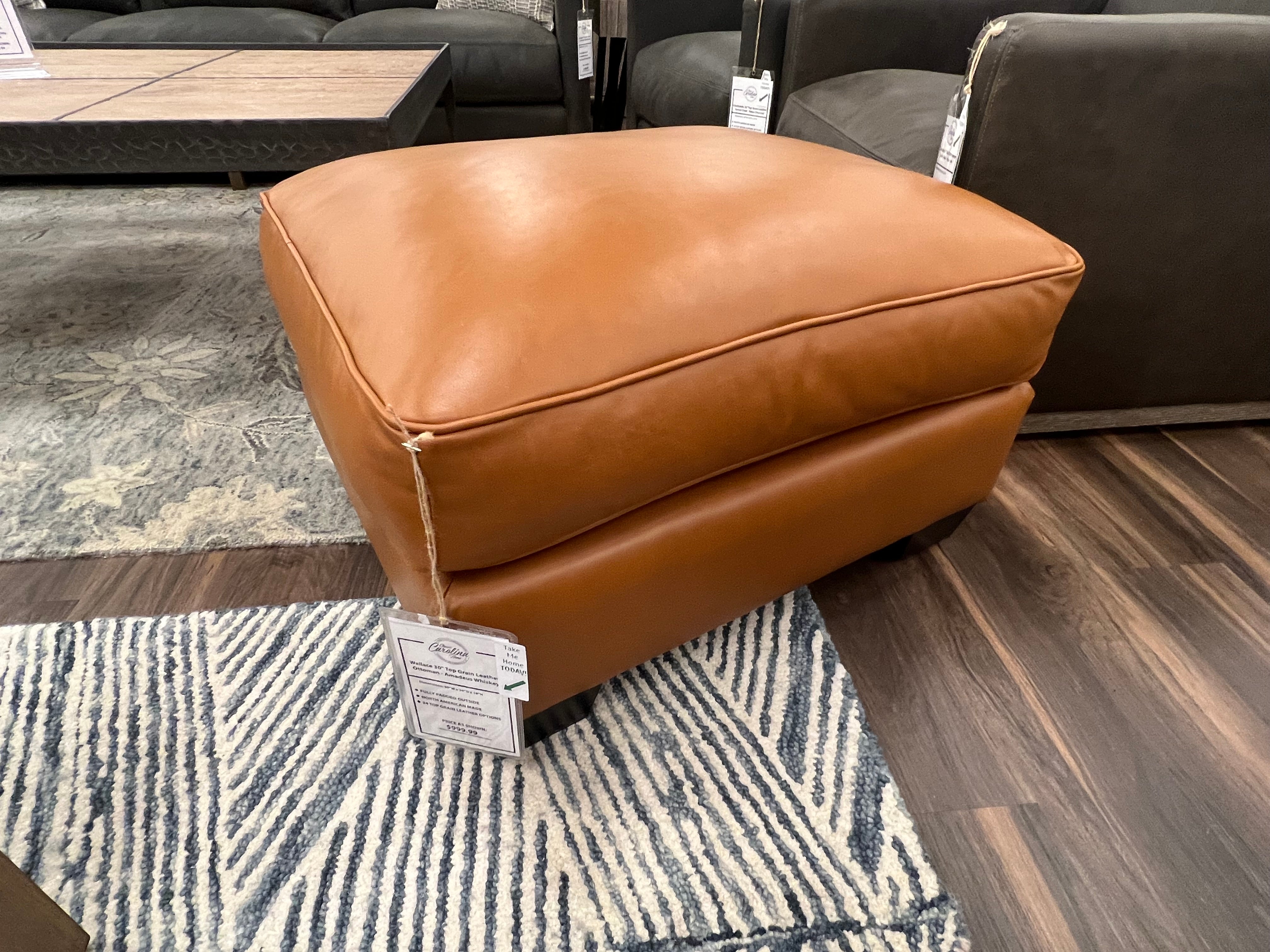 Wallace 30" Top Grain Leather Ottoman - Amadeus Whiskey