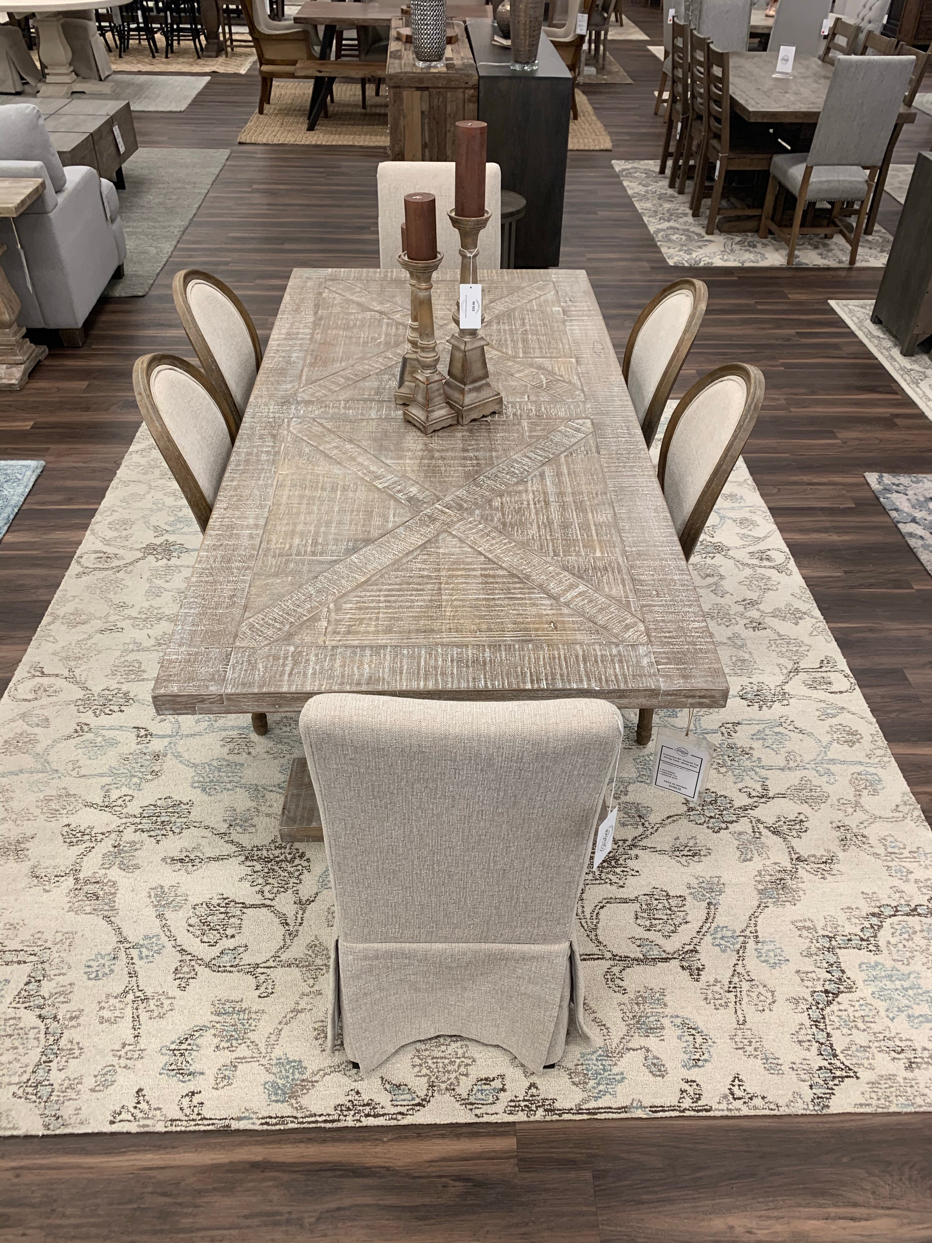 Charleston 84” Dining Table - Natural White Wash - Classic Carolina Home