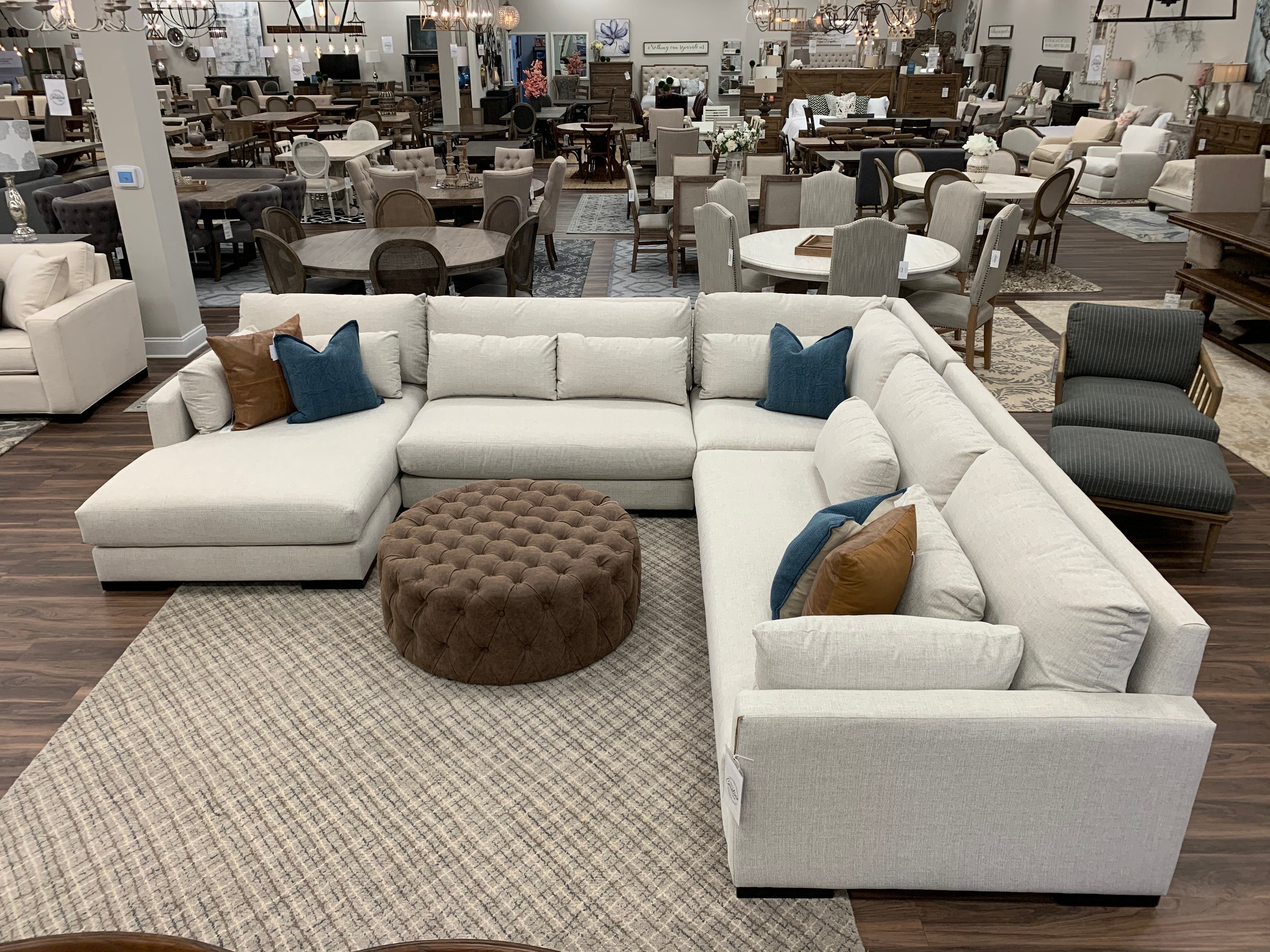 Gloria 144" x 130" Sectional w/Left Arm Facing - Crypton Quicksilver - Classic Carolina Home