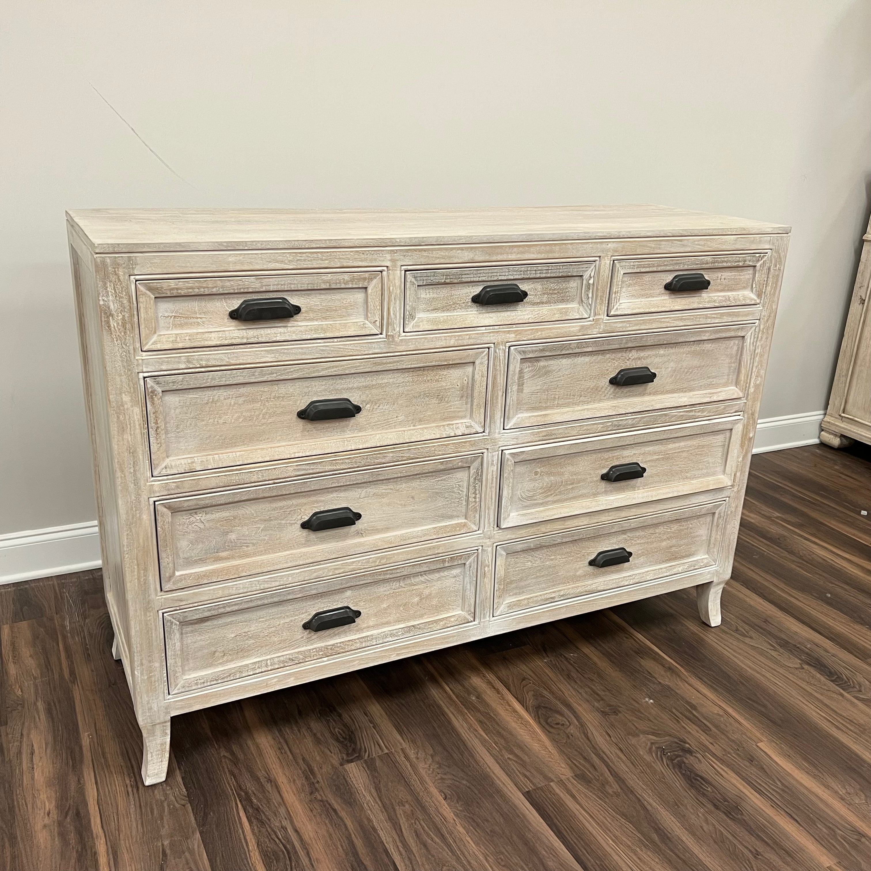 Sophia 60" 9 Drawer Dresser - Washed Blanca