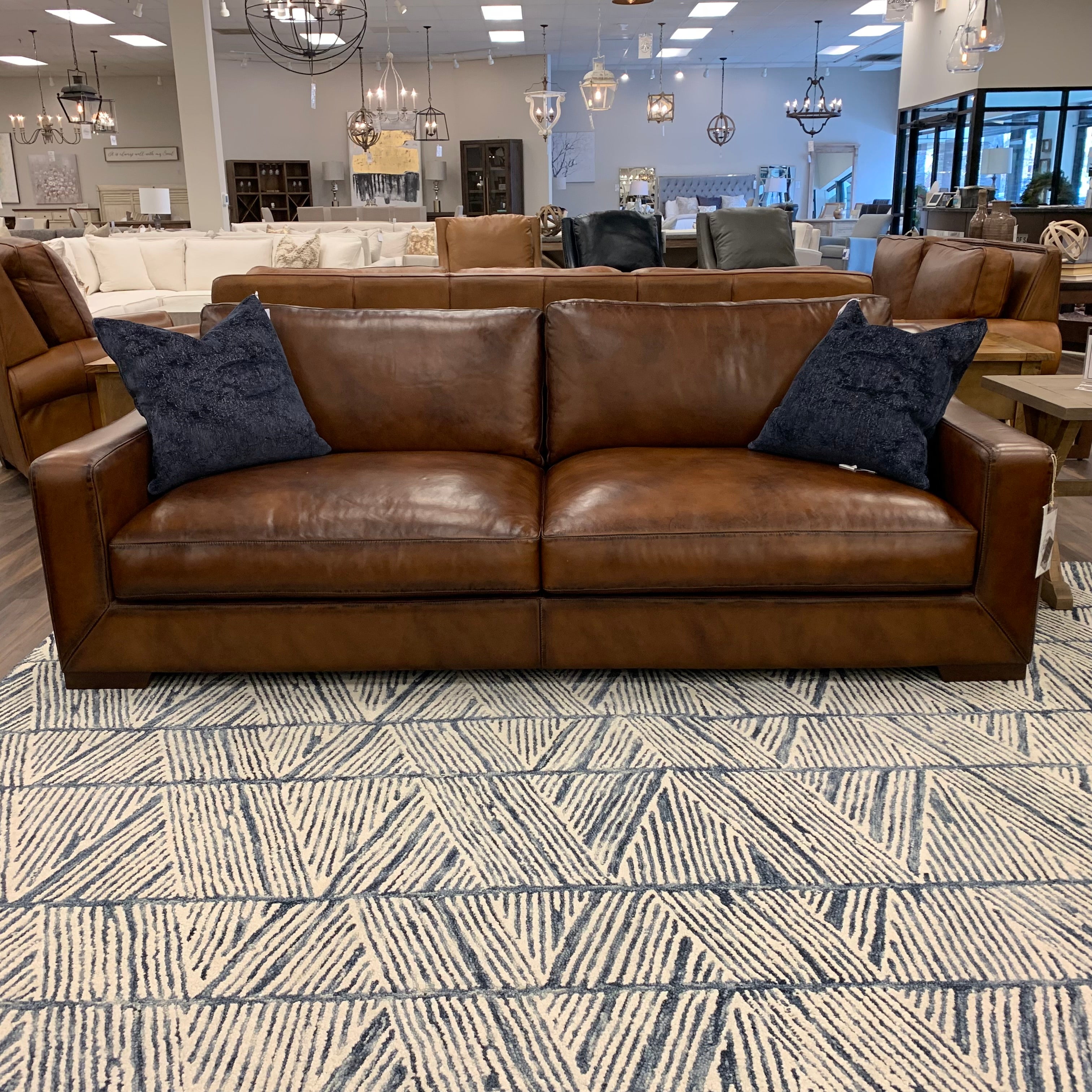 Leonardo 96" Top Grain Leather 2 Cushion Sofa - Daytona Antique