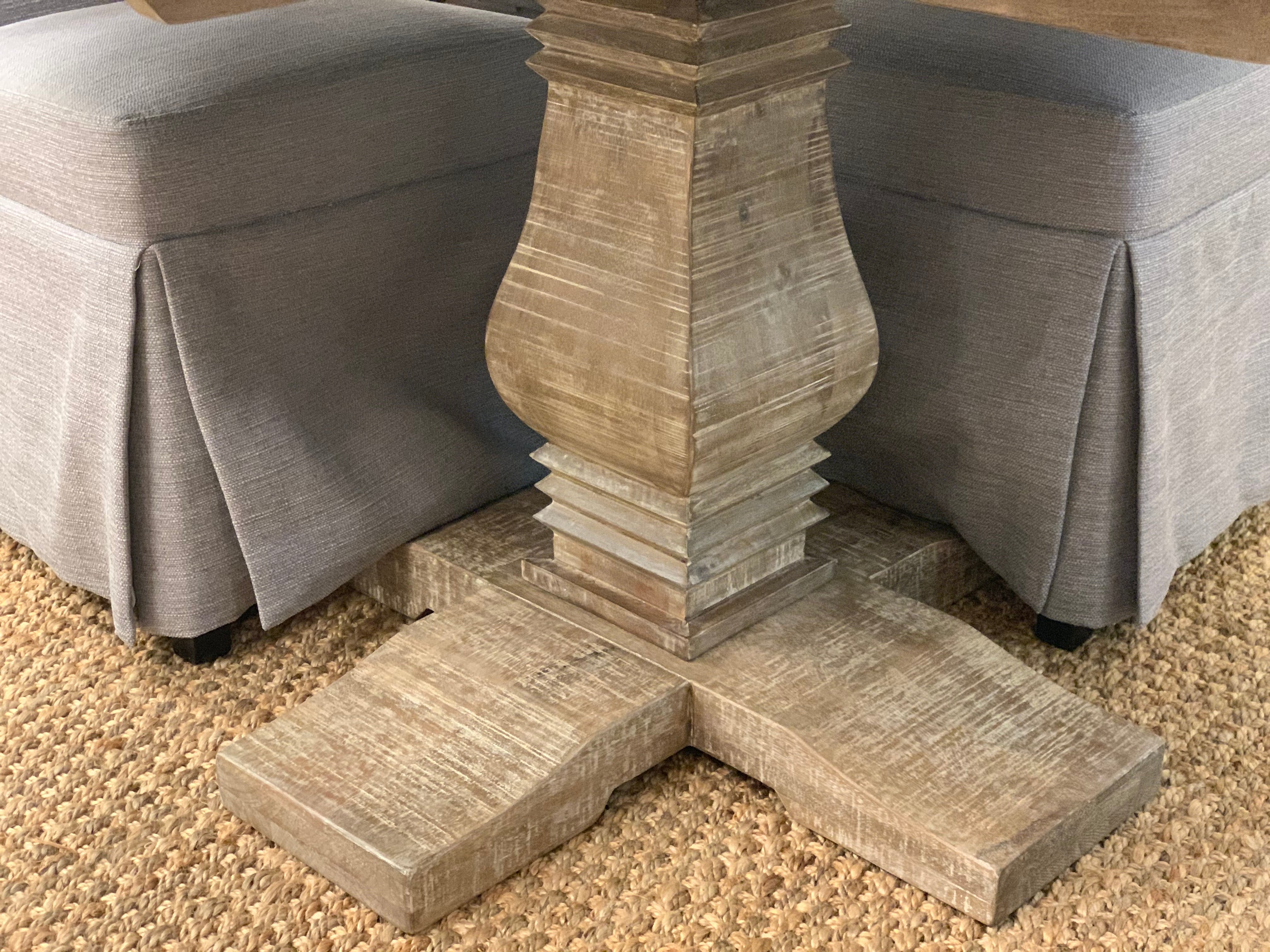 Charleston 53" Round Parquet Dining Table - White Wash - Classic Carolina Home