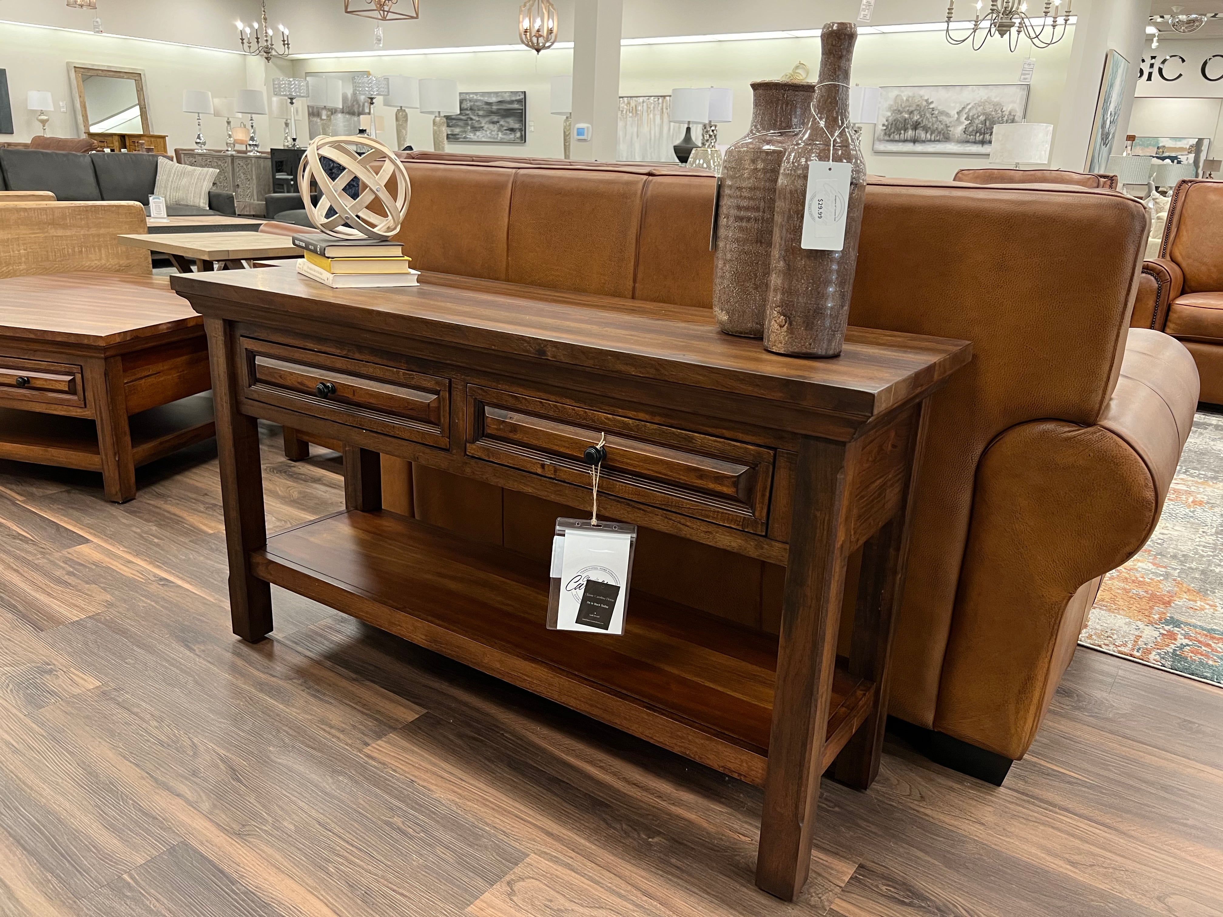 Hunter 52" Mahogany 2 Drawer Console Table - Cocoa