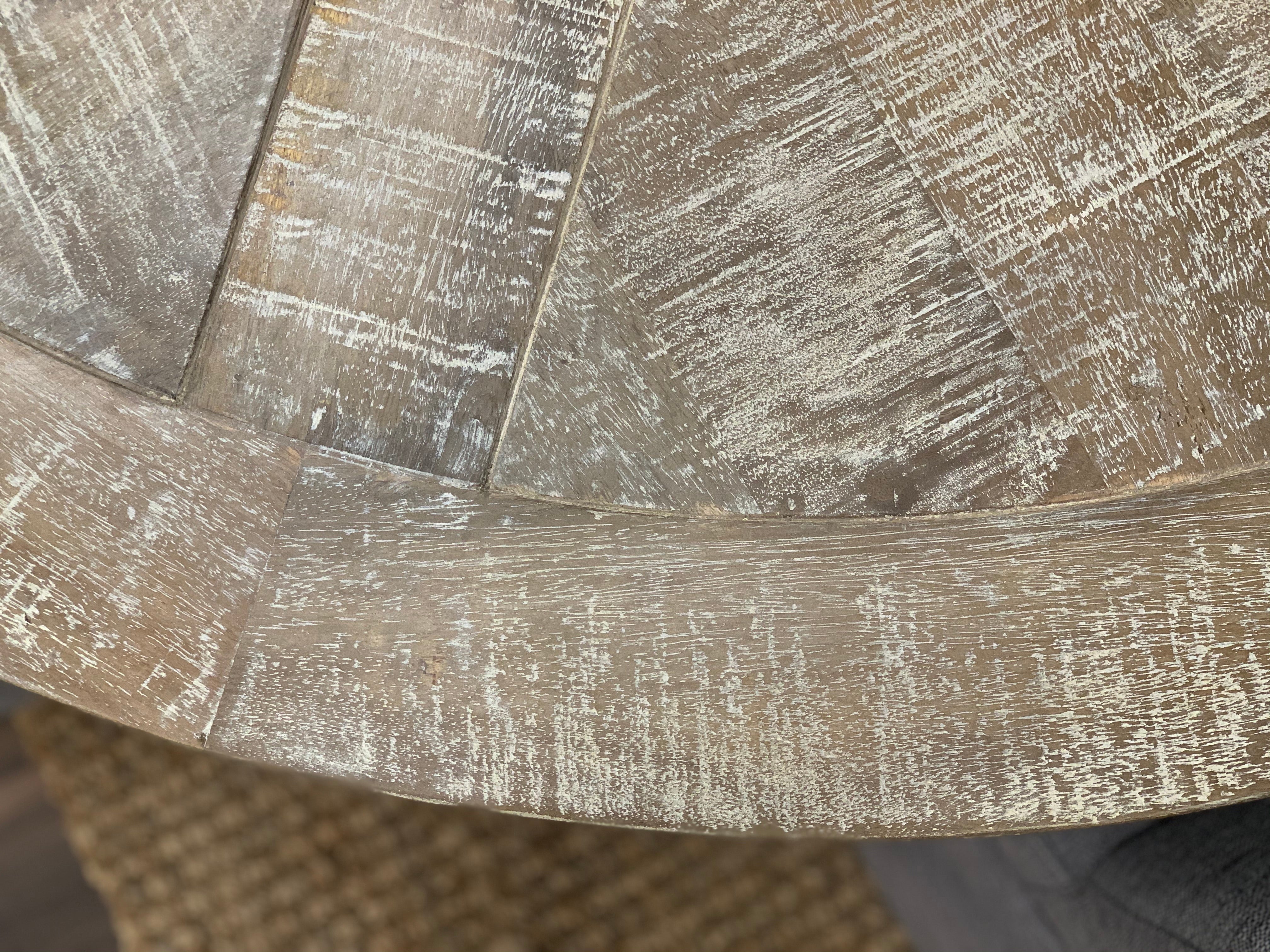 Charleston 53" Round Parquet Dining Table - White Wash - Classic Carolina Home