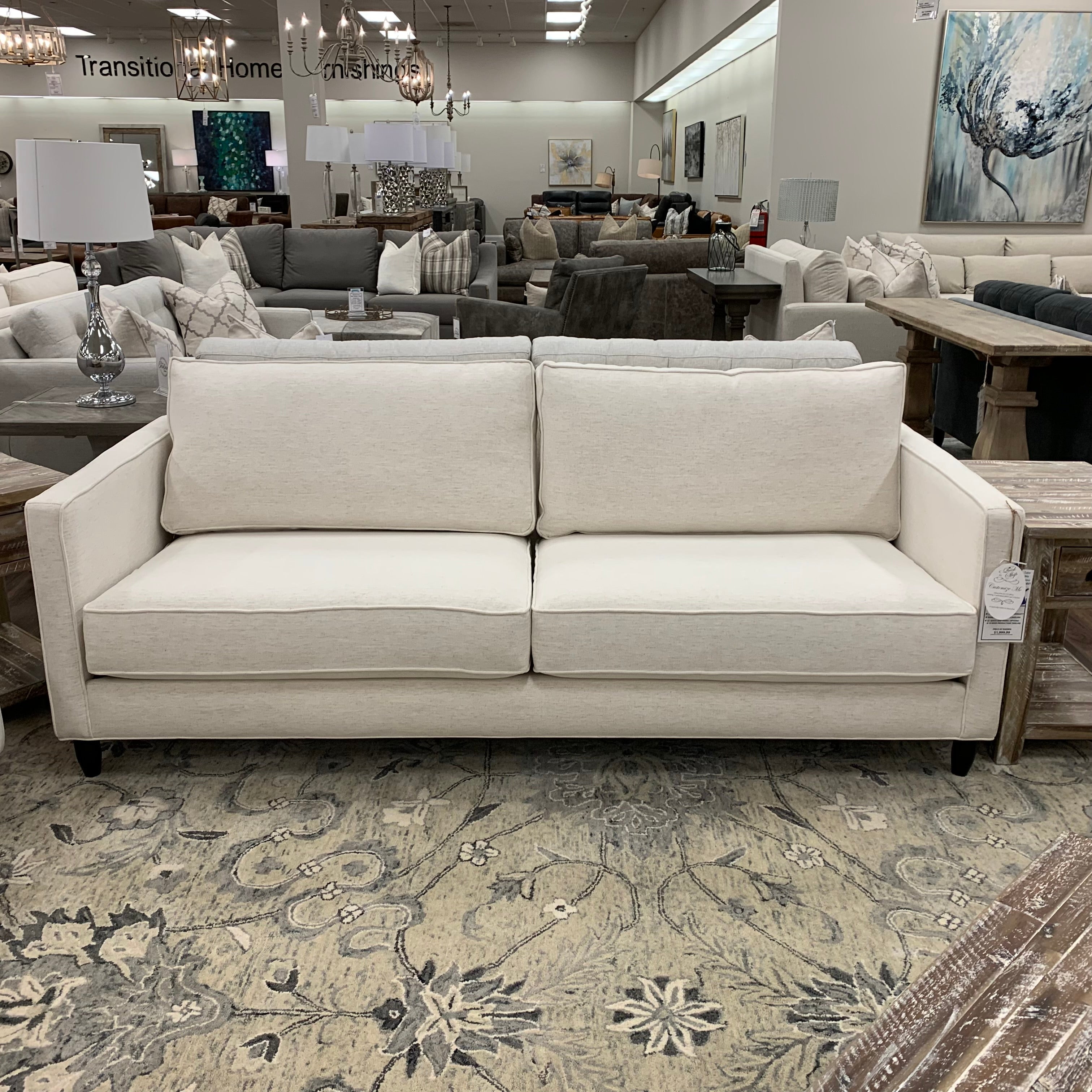 Jeremy Express Ship 85" 2 Cushion Sofa - Crypton Natural Linen