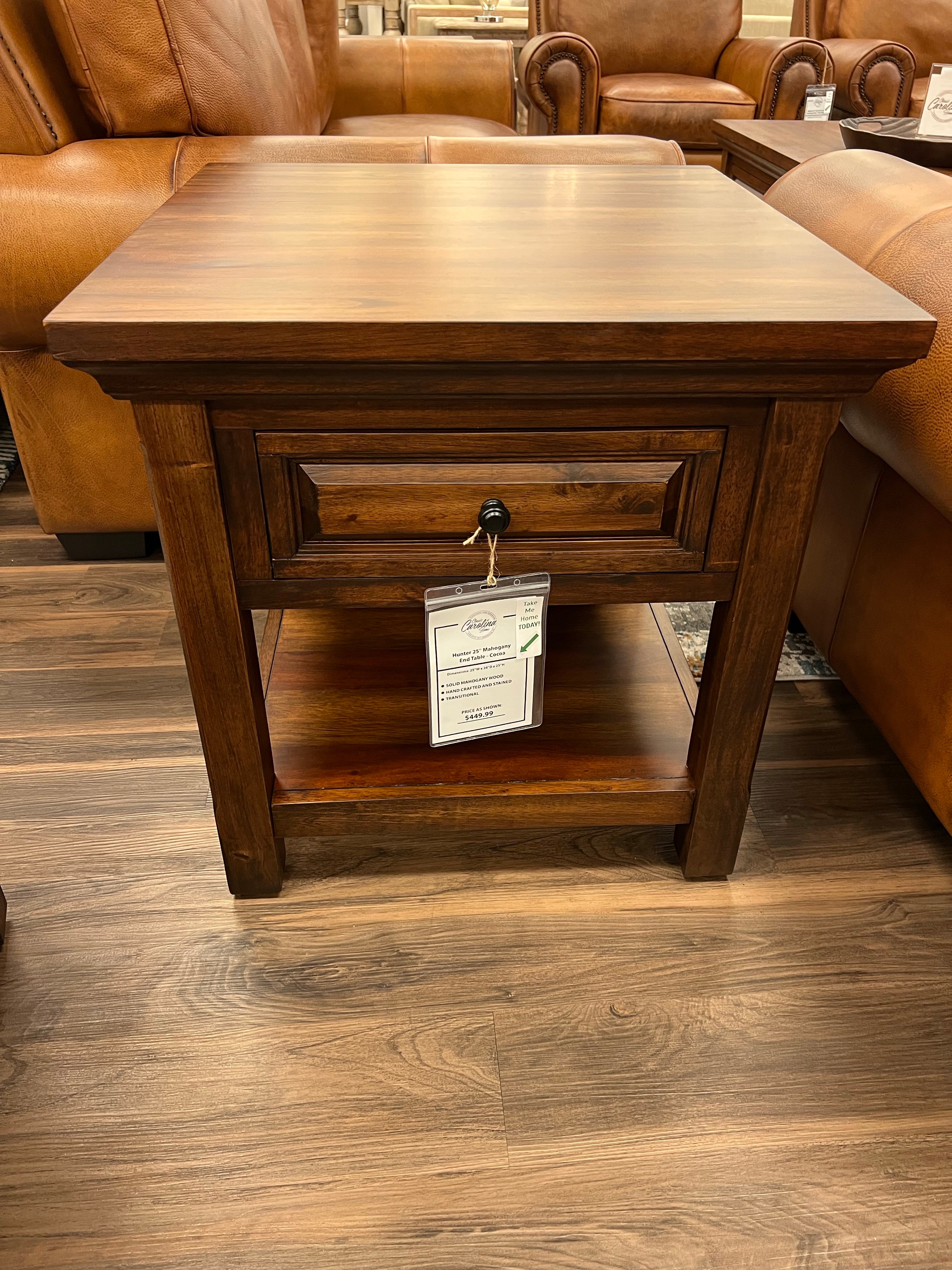 Hunter 25" Mahogany End Table - Cocoa