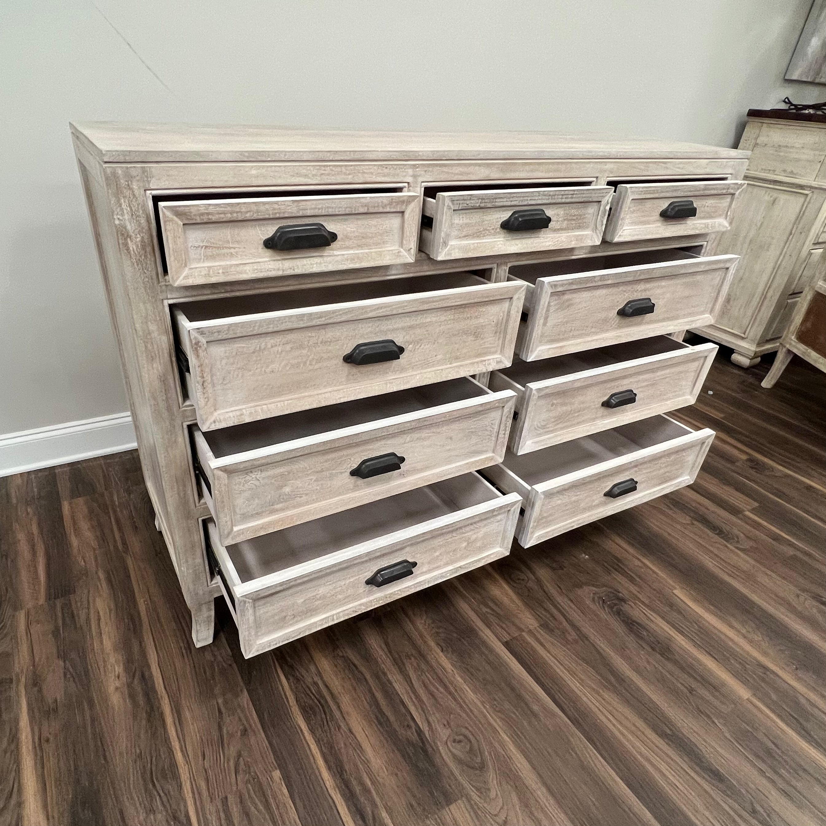 Sophia 60" 9 Drawer Dresser - Washed Blanca