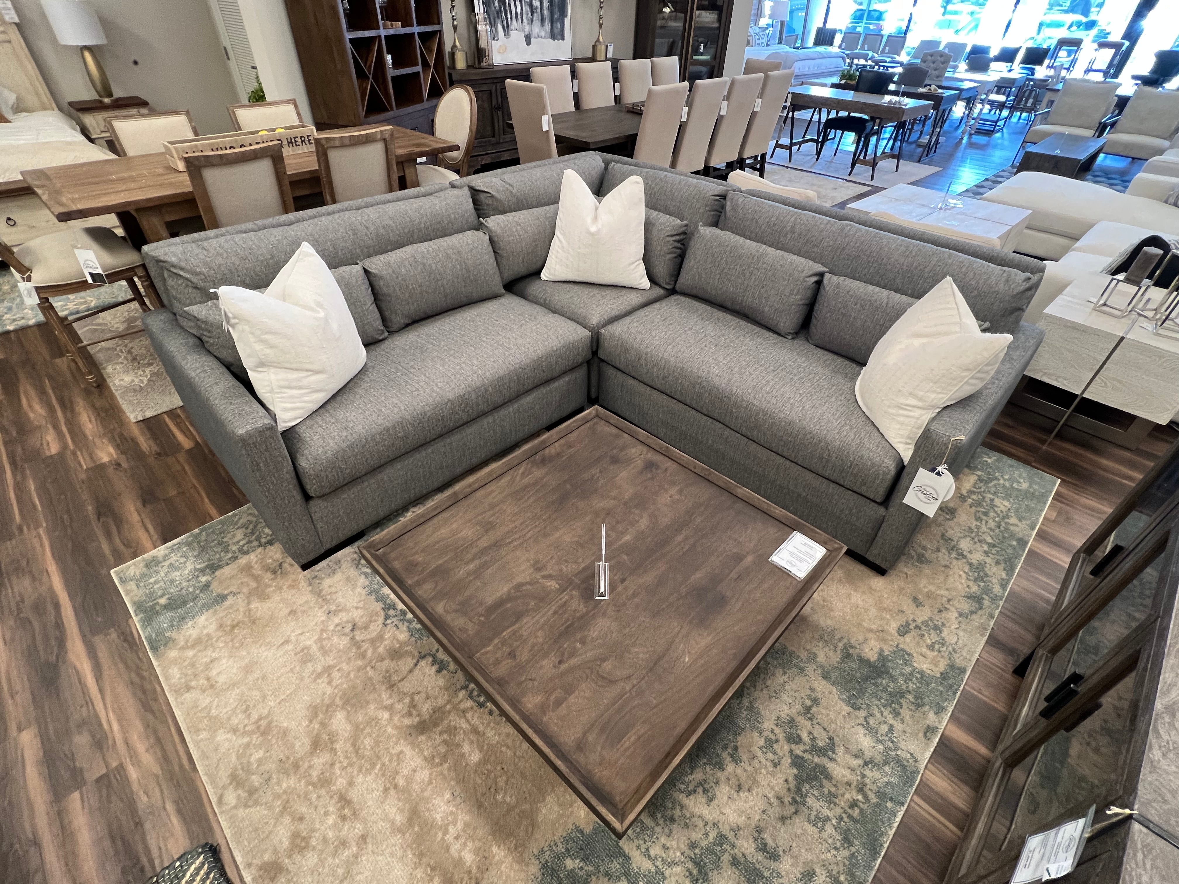 Glenda Quick Ship 104" x 104" Bench Cushion Sectional - Crypton Pepper