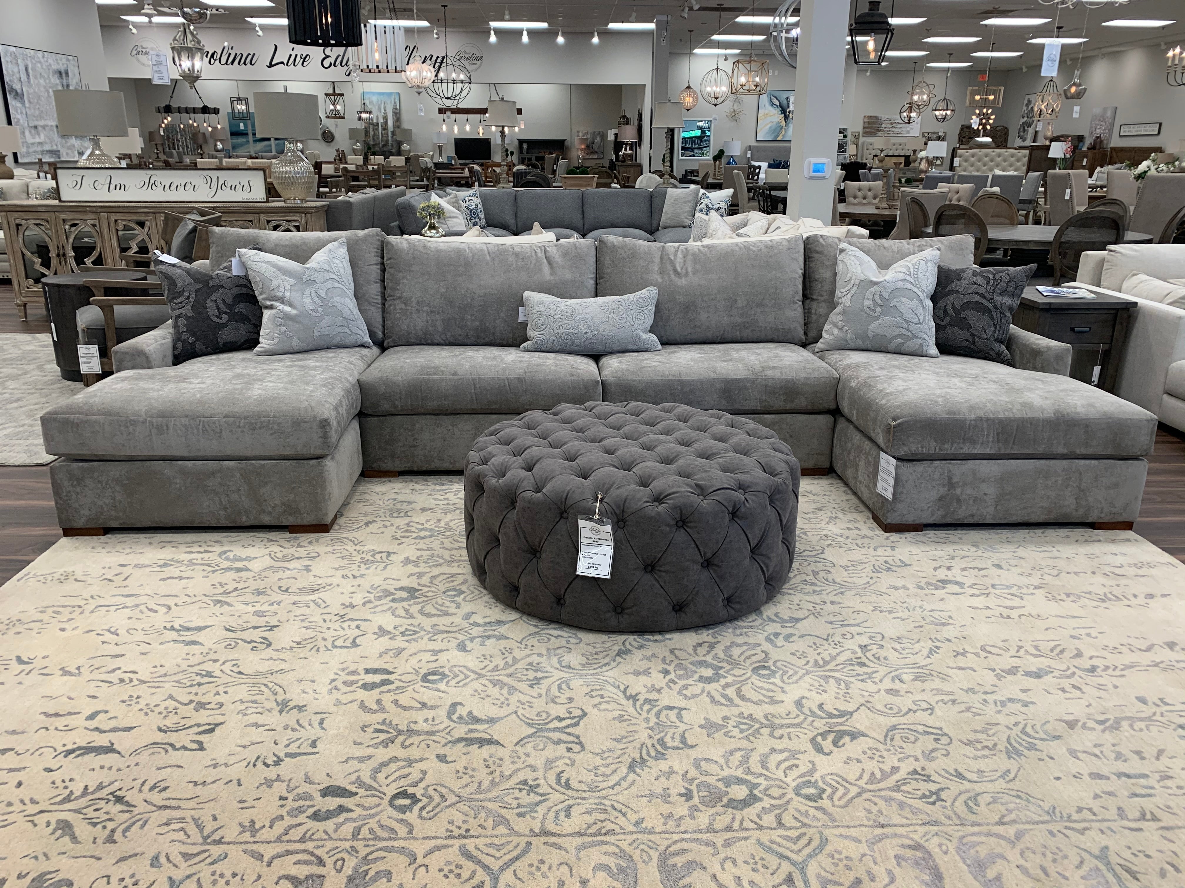 Hannah 159" Dual Chaise Sectional - Mink Metallic - Classic Carolina Home