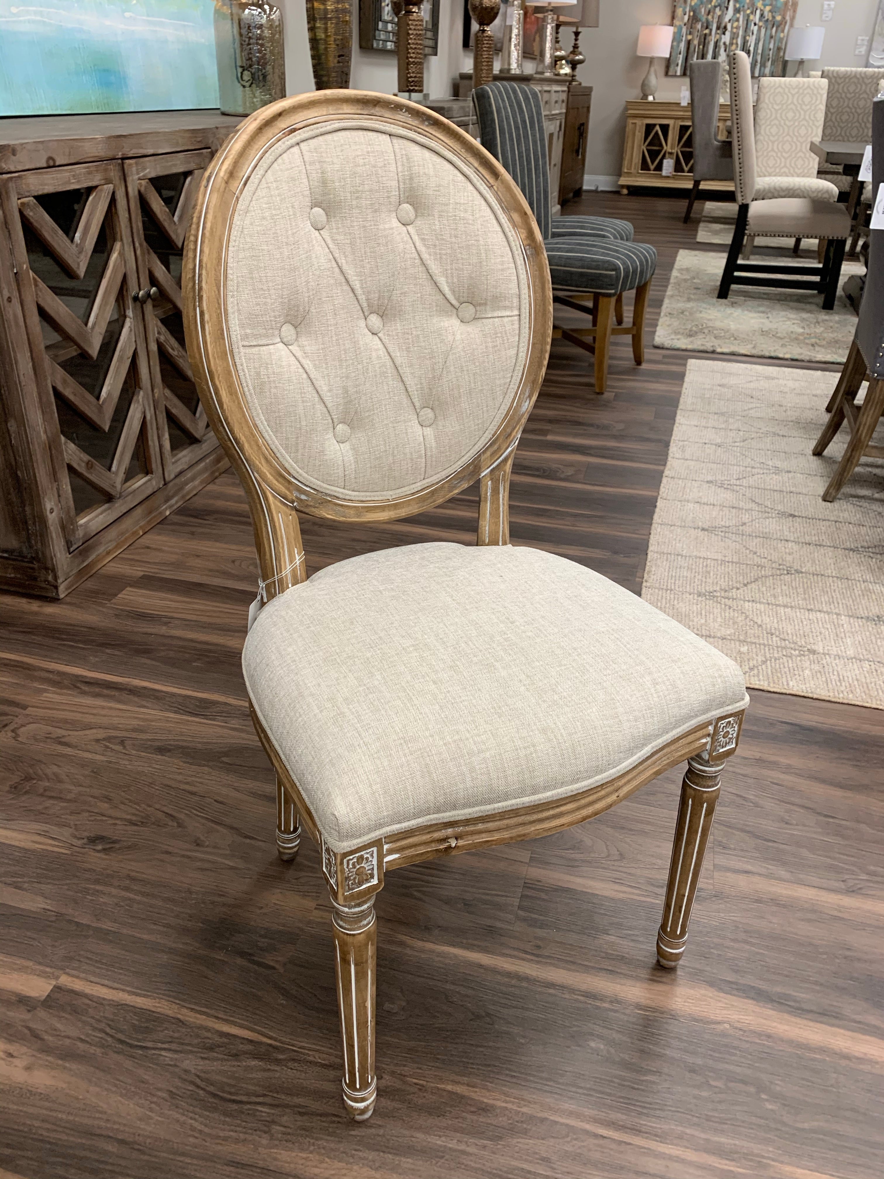 Gretchen Tufted Dining Chairs - French Linen + Natural - Classic Carolina Home