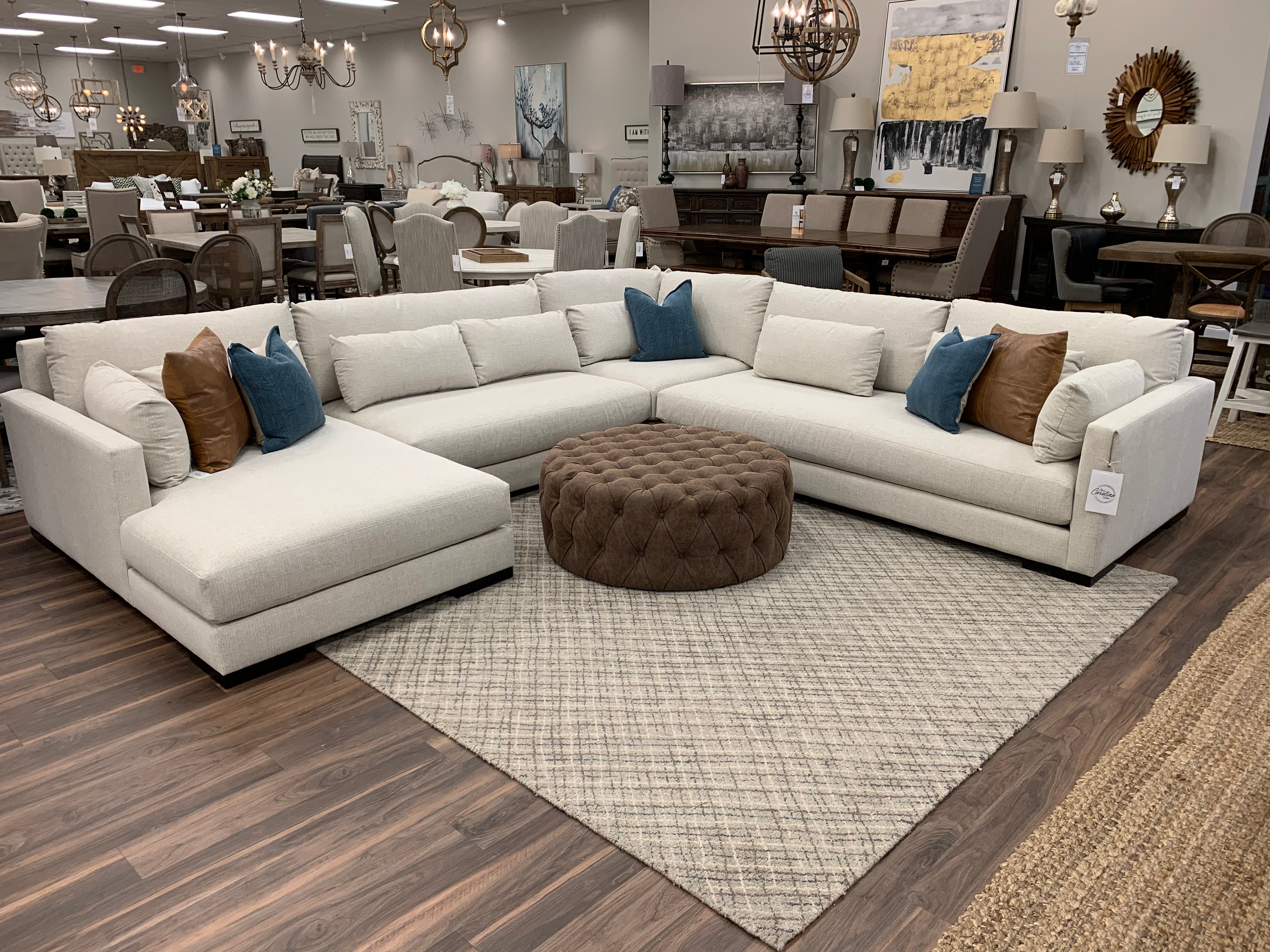 Gloria 144" x 130" Sectional w/Left Arm Facing - Crypton Quicksilver - Classic Carolina Home