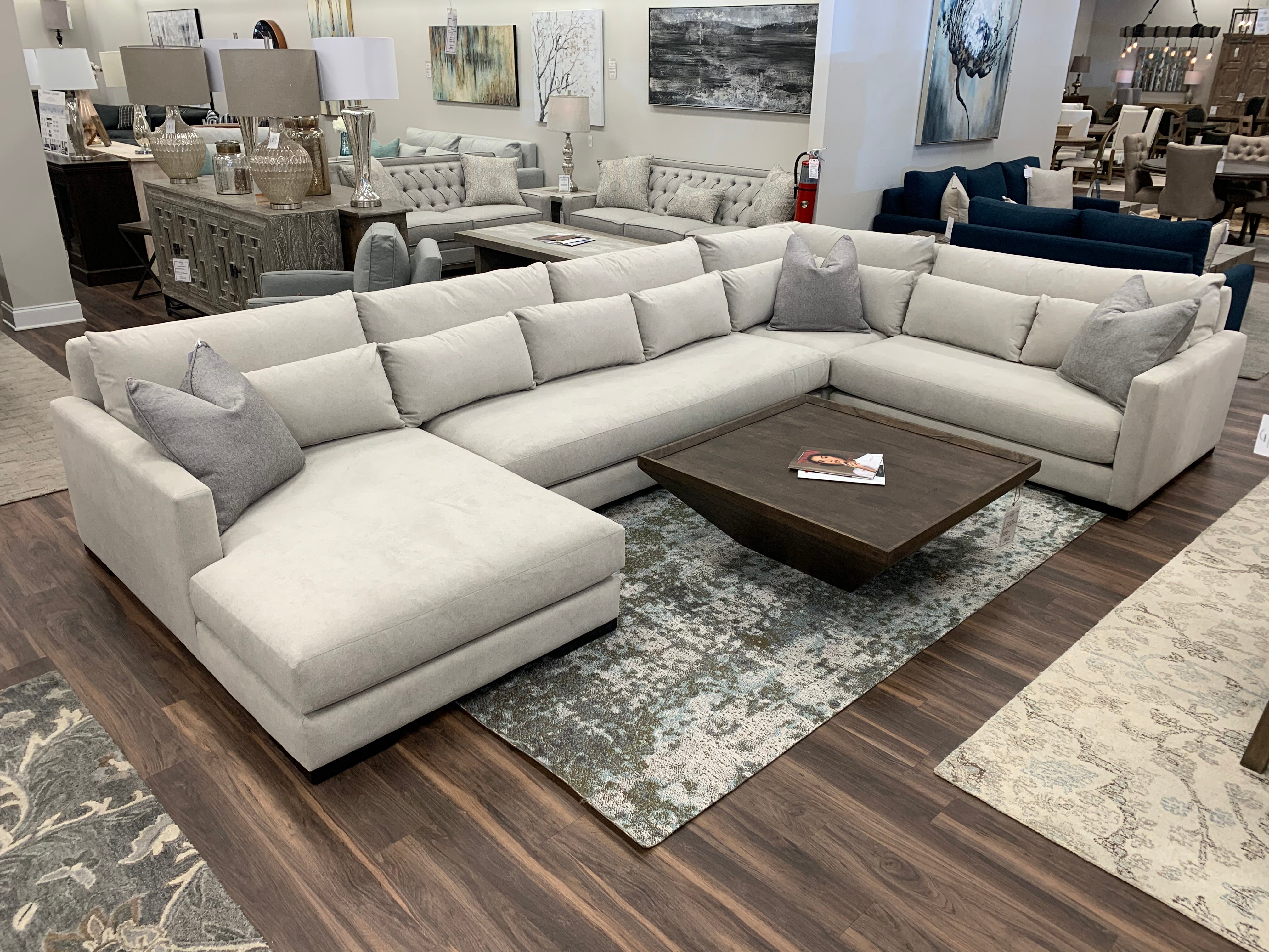 Gloria 170" x 104" Quick Ship Sectional w/LAF Chaise - Platinum - Classic Carolina Home