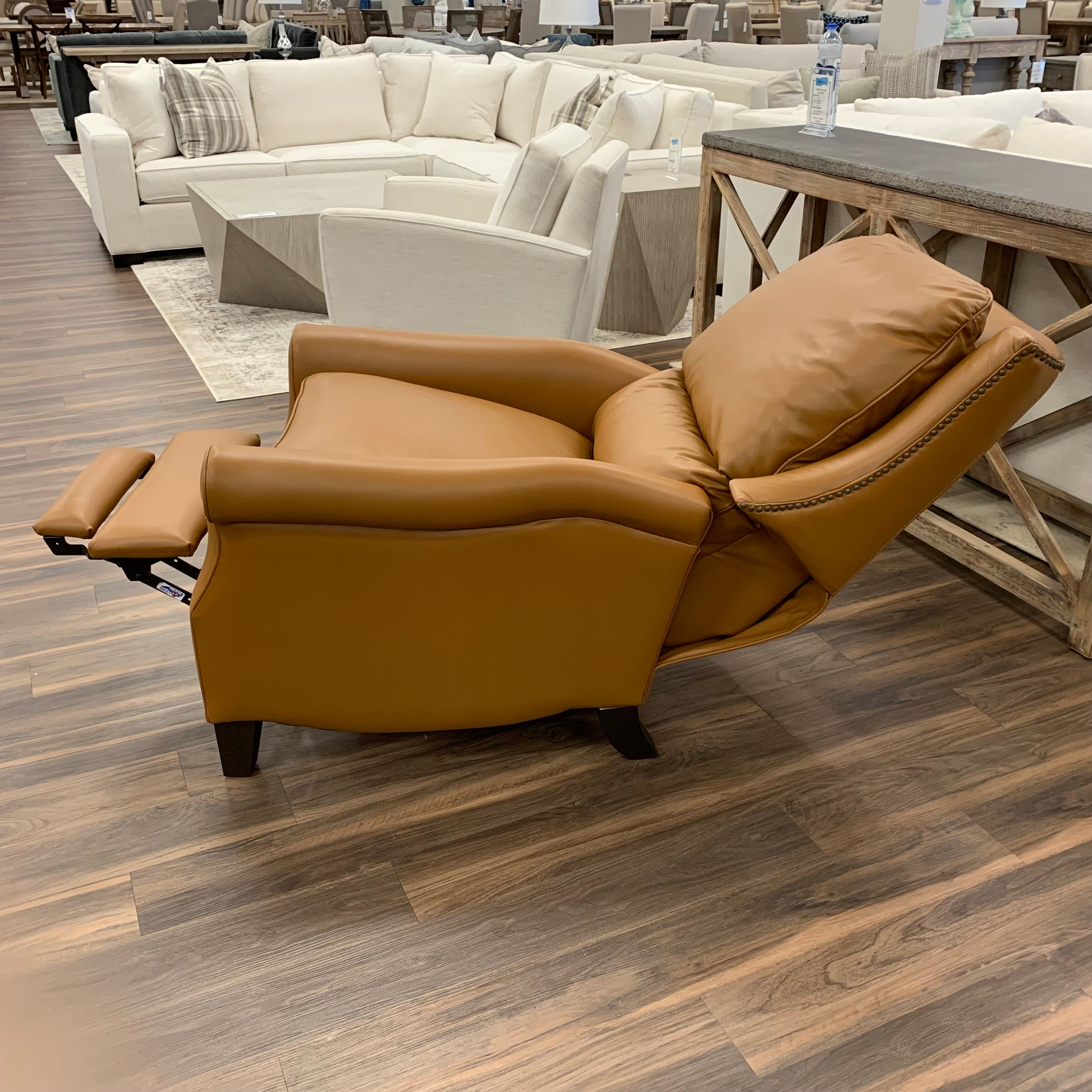 Thaddeus 34" Top Grain Leather Reclining Chair - Amadeus Whiskey