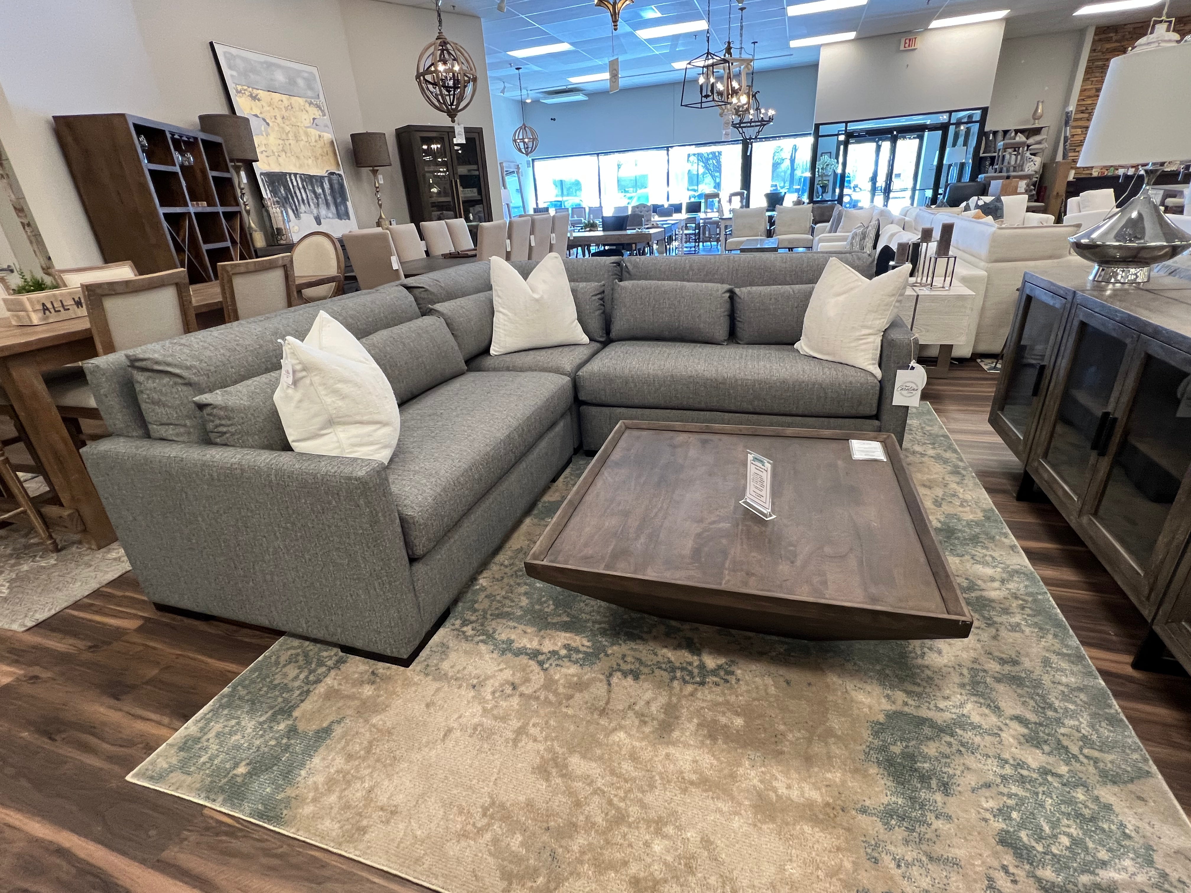 Glenda Quick Ship 104" x 104" Bench Cushion Sectional - Crypton Pepper