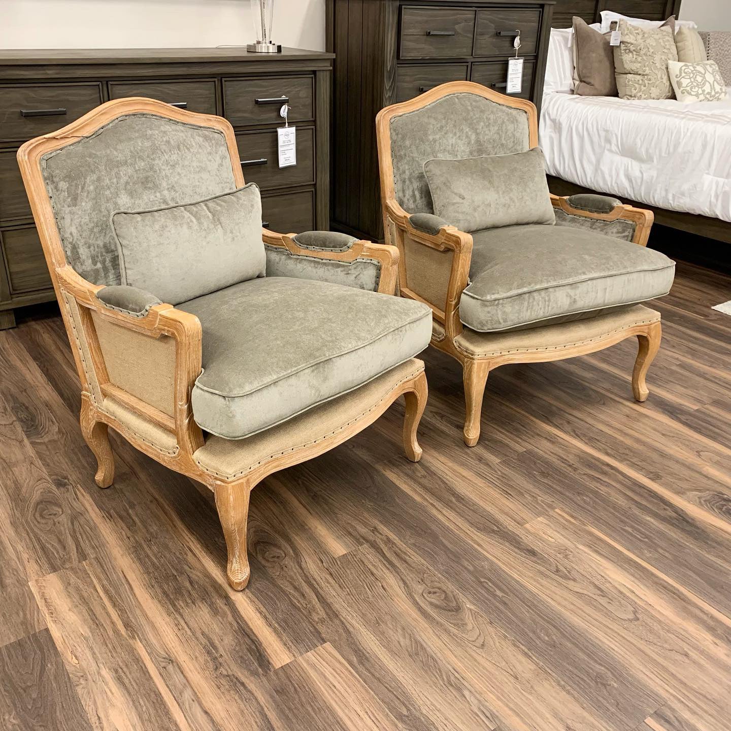 Blair 29" Oak Occasional Chair - Platinum Velvet