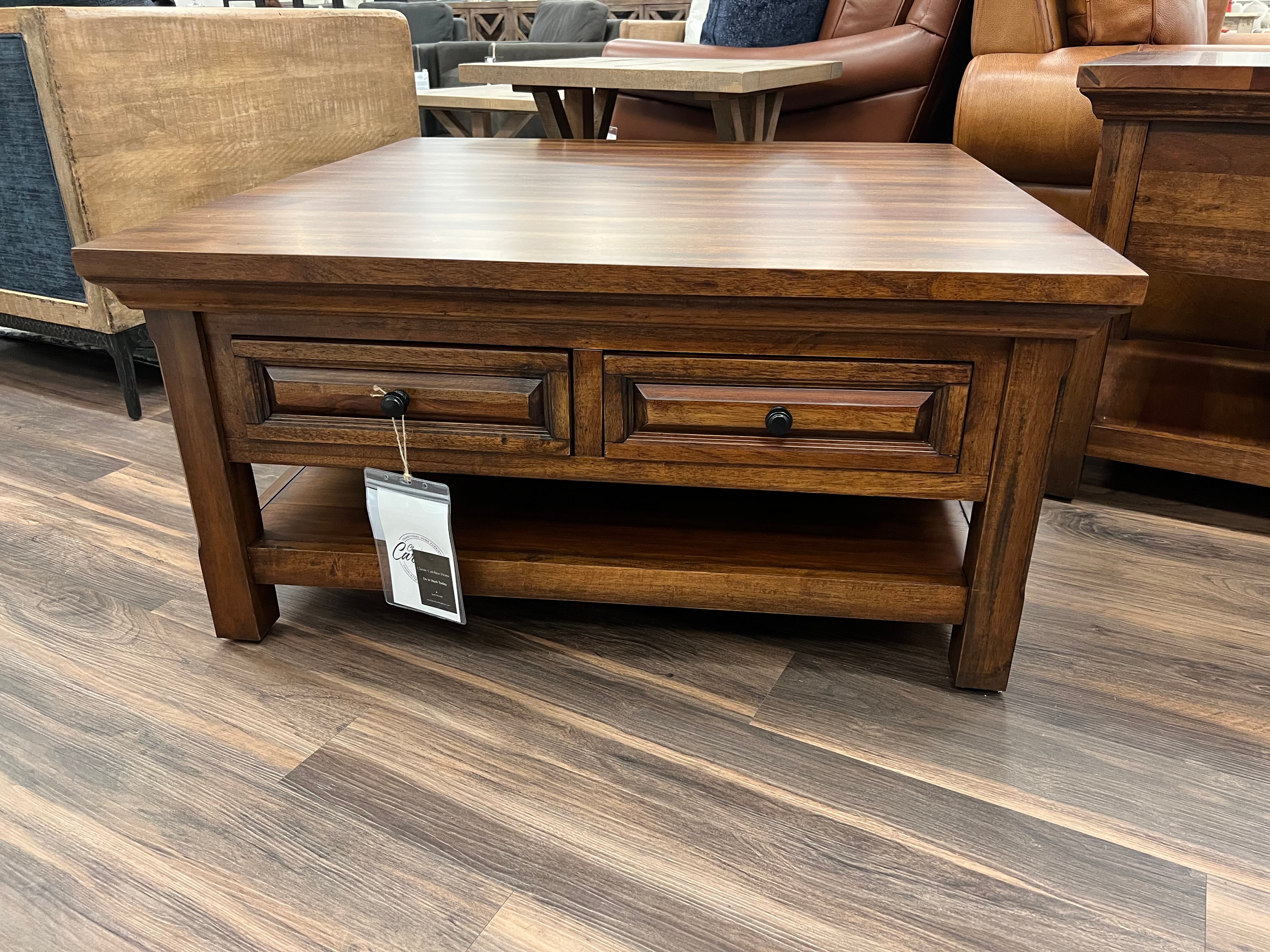 Hunter 40" Mahogany Square Coffee Table - Chestnut