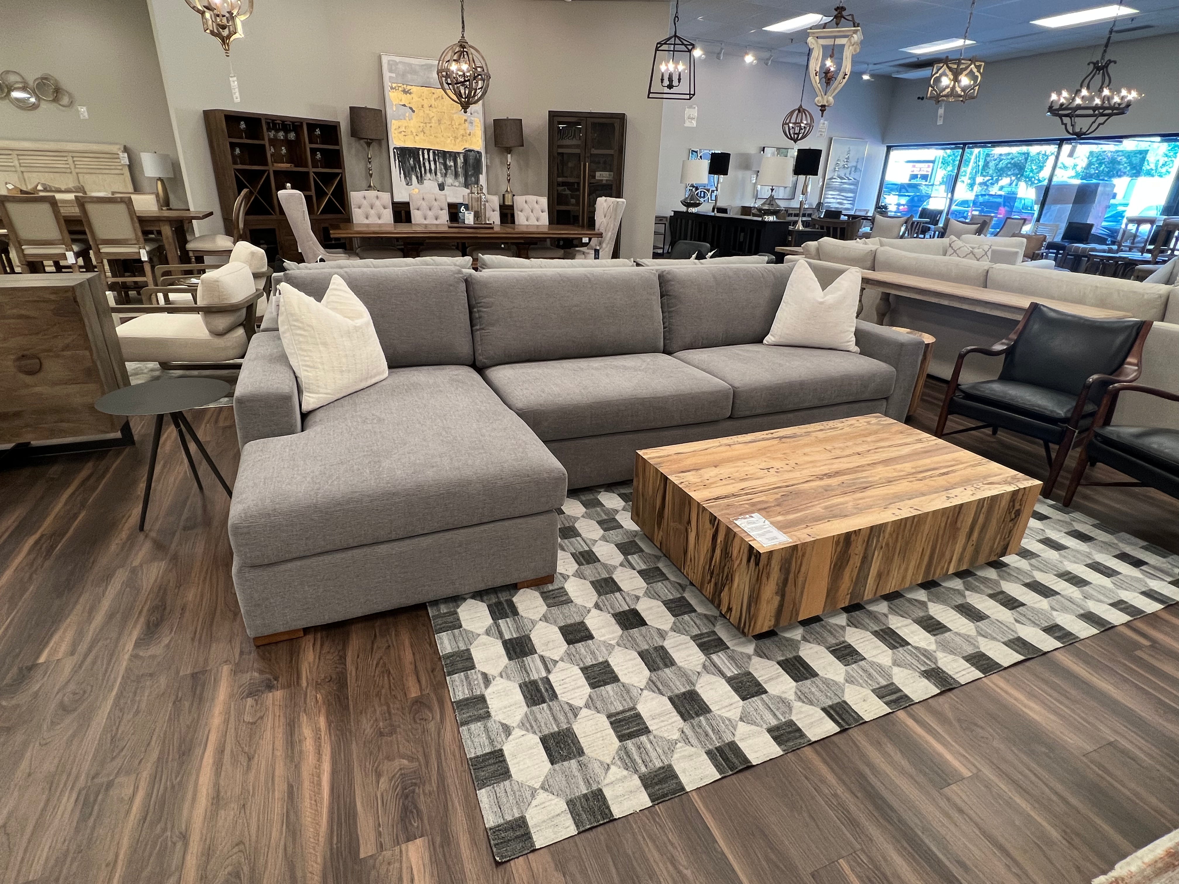 Gretchen Quick Ship 135" Wide Track Arm Sofa + Left Chaise - Performance Graphite