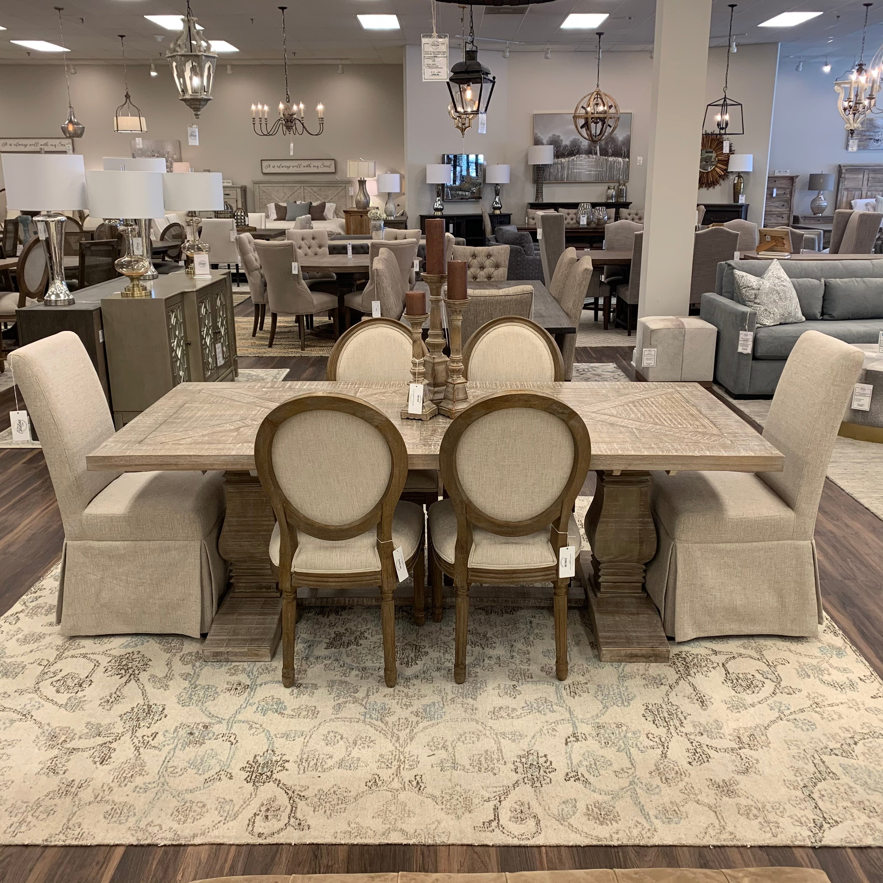 Charleston 84” Dining Table - Natural White Wash - Classic Carolina Home