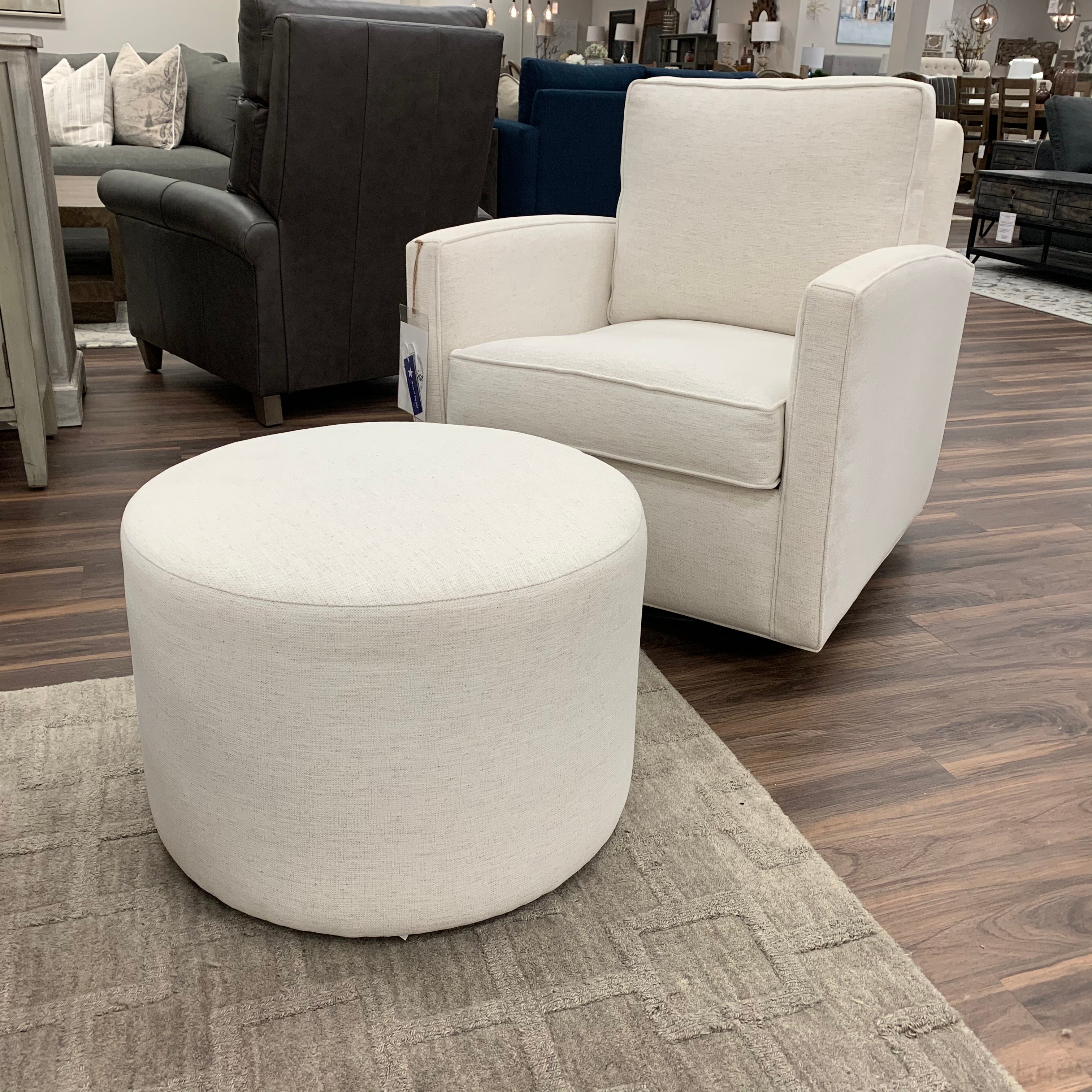 Chad Express Ship 24" Ottoman - Crypton Natural Linen - Classic Carolina Home