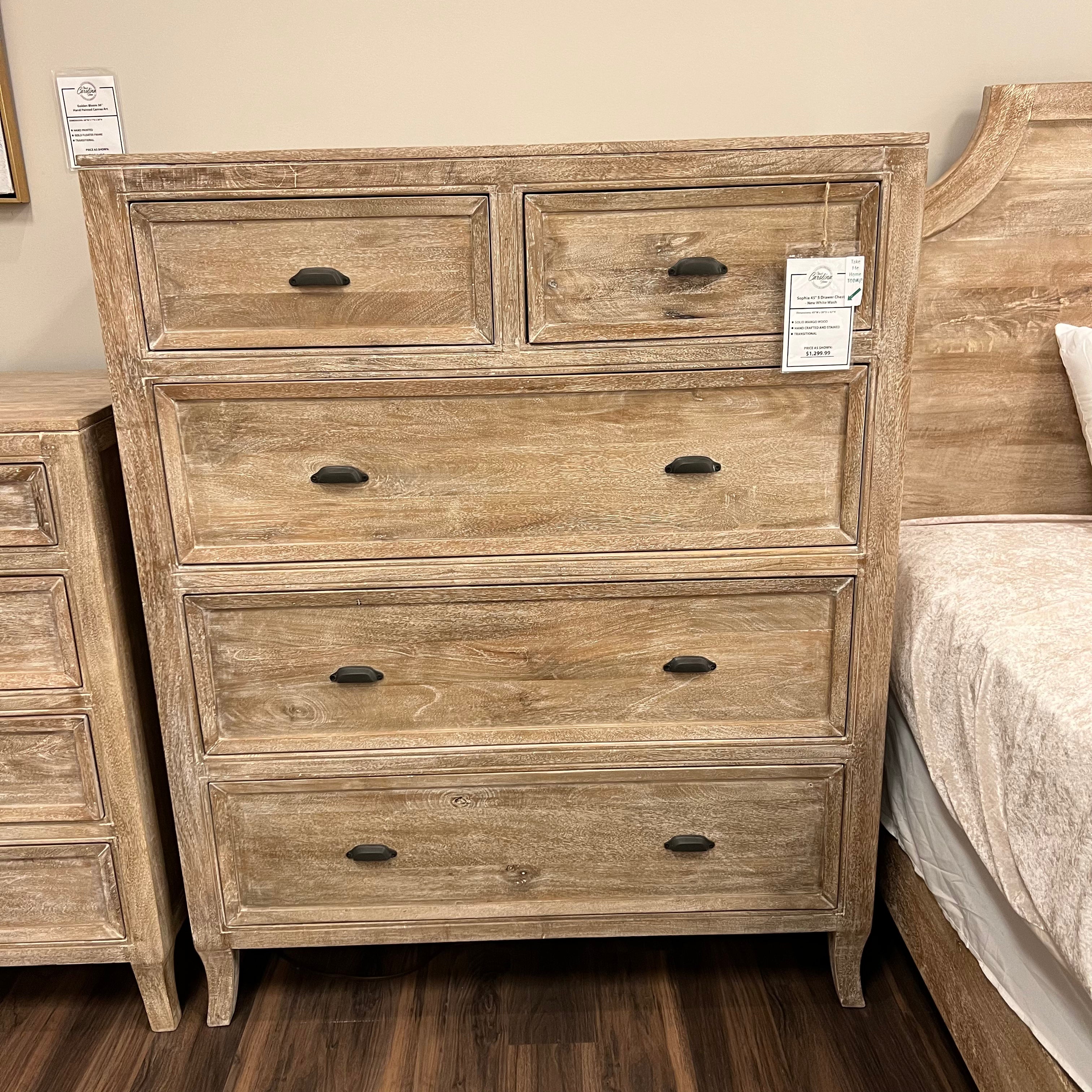 Sophia 45" 5 Drawer Chest - Sand