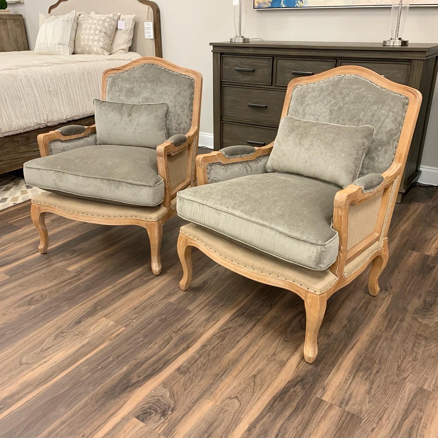 Blair 29" Oak Occasional Chair - Platinum Velvet