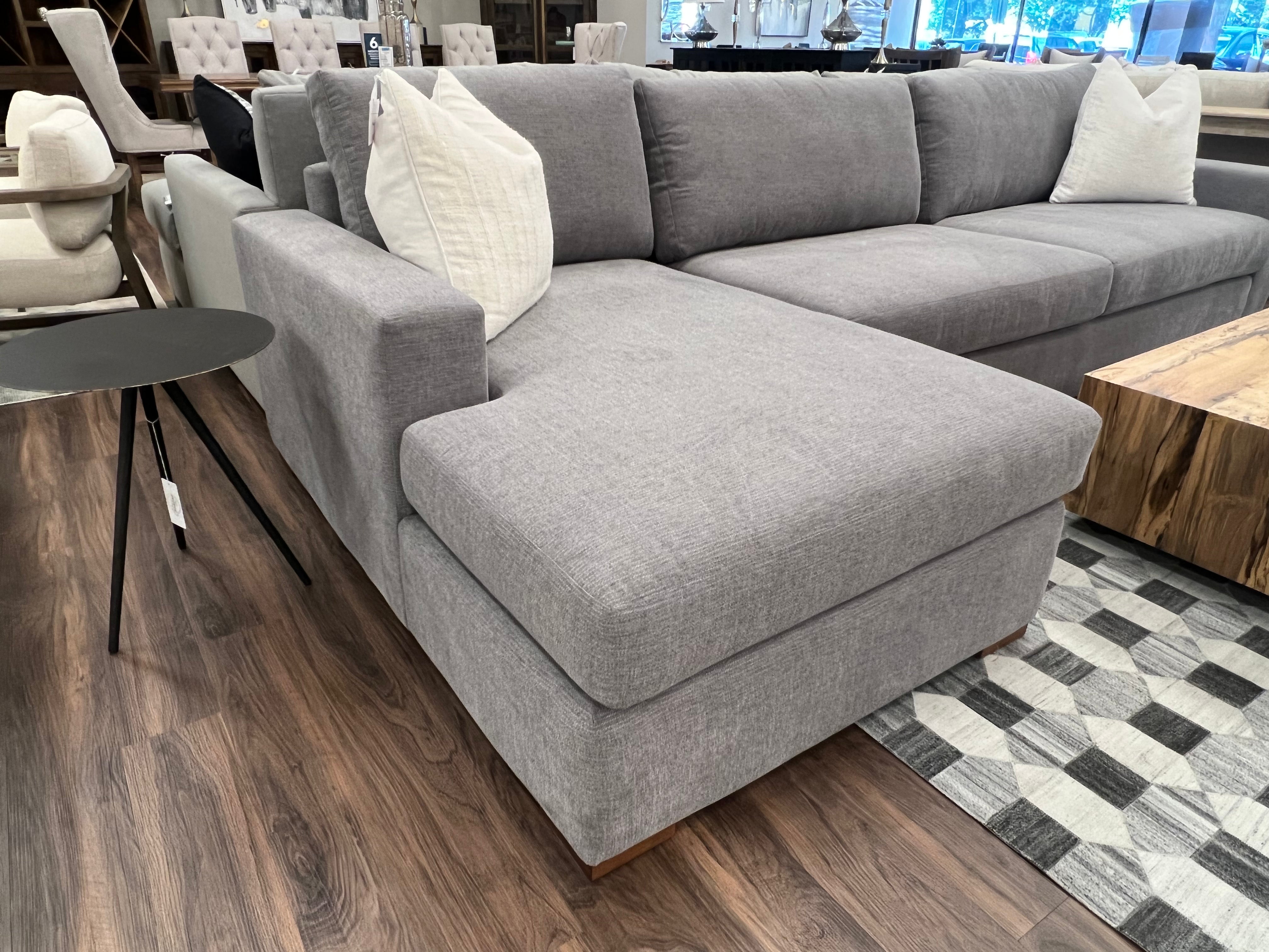 Gretchen Quick Ship 135" Wide Track Arm Sofa + Left Chaise - Performance Graphite