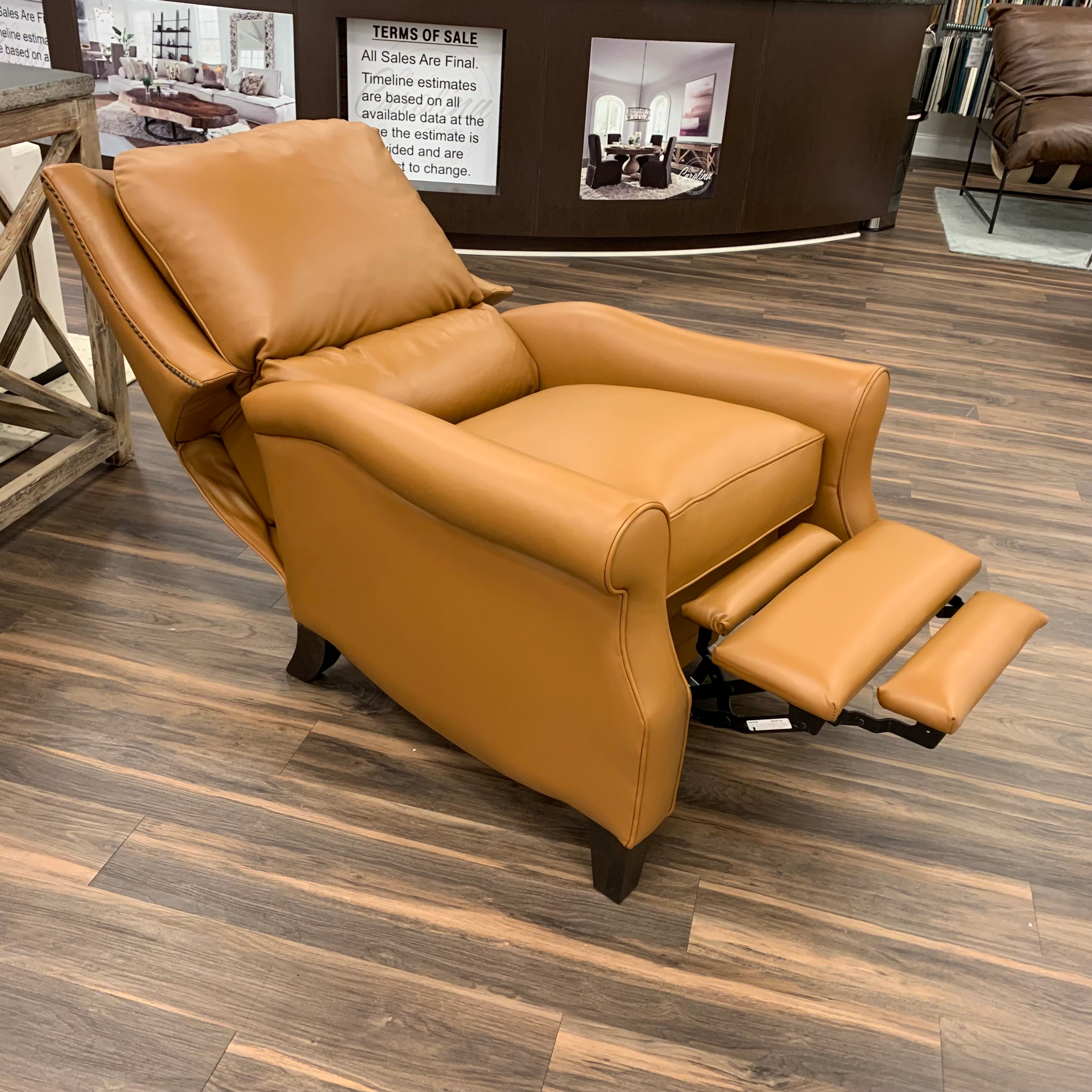 Thaddeus 34" Top Grain Leather Reclining Chair - Amadeus Whiskey