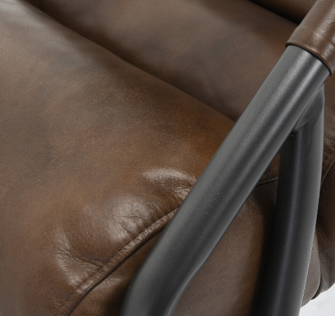 Johnson 26" Top Grain Leather + Iron Accent Chair - Classic Carolina Home