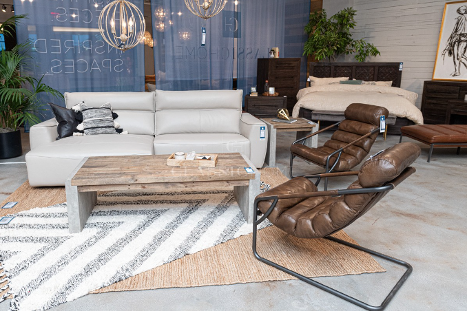 Johnson 26" Top Grain Leather + Iron Accent Chair - Classic Carolina Home